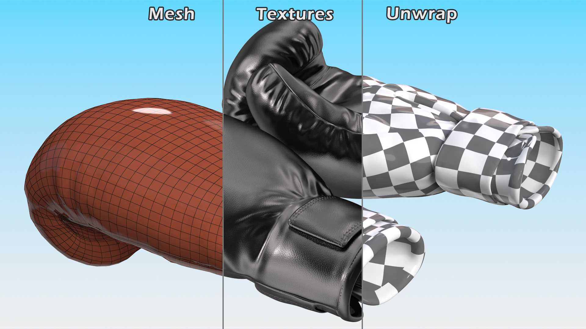 3D Black Sparring Boxing Gloves model