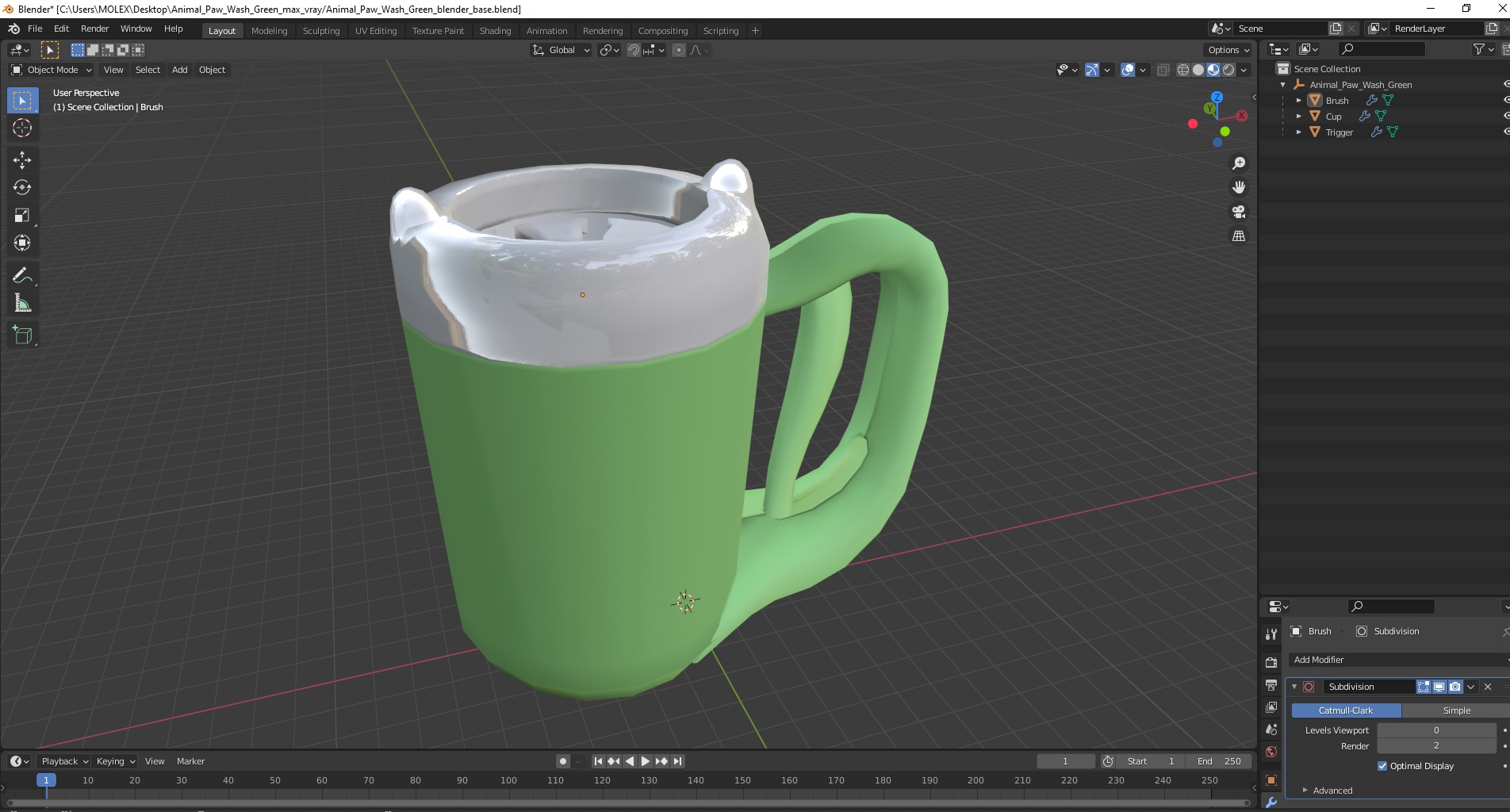 3D Animal Paw Wash Green