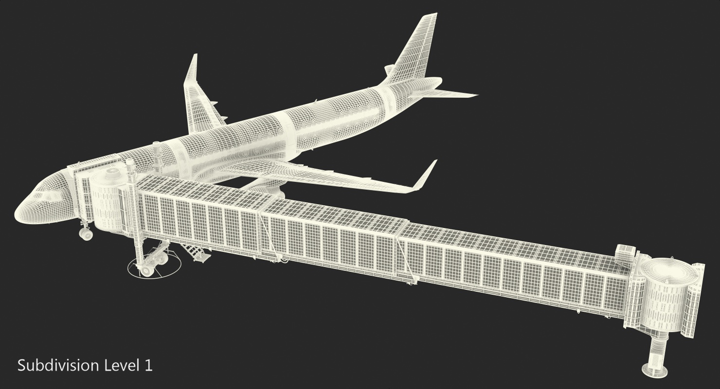 3D Passenger Boarding Bridge with Aircraft Rigged