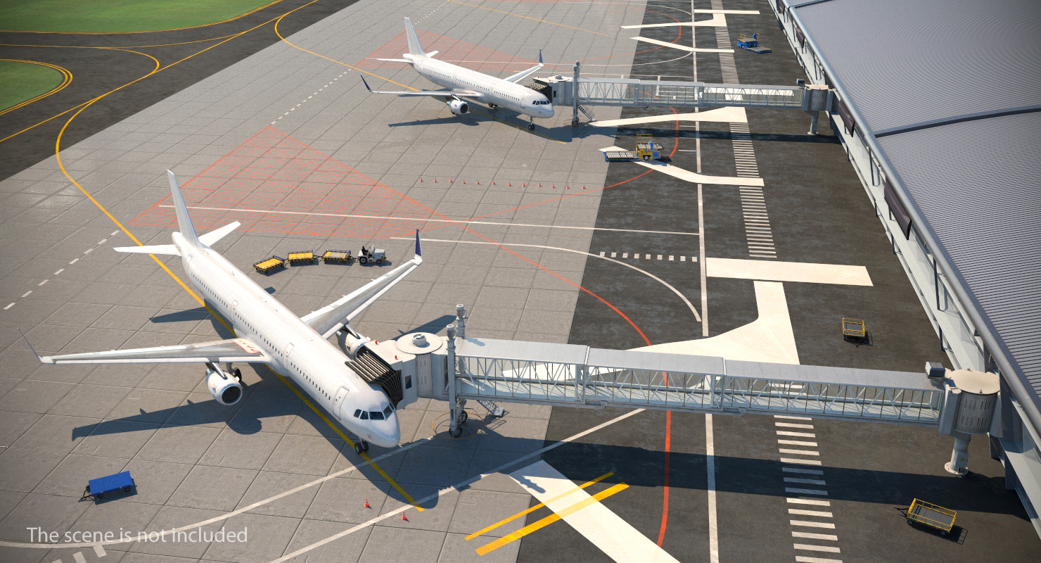 3D Passenger Boarding Bridge with Aircraft Rigged