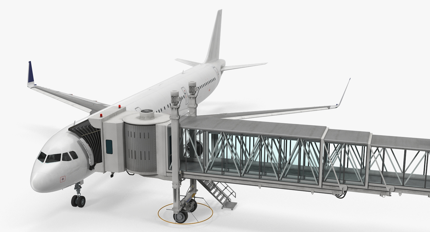 3D Passenger Boarding Bridge with Aircraft Rigged