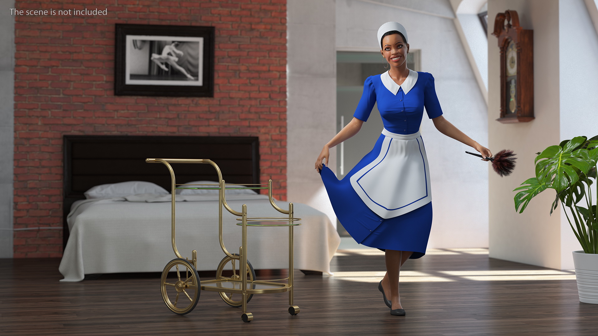 3D Light Skin Black Maid