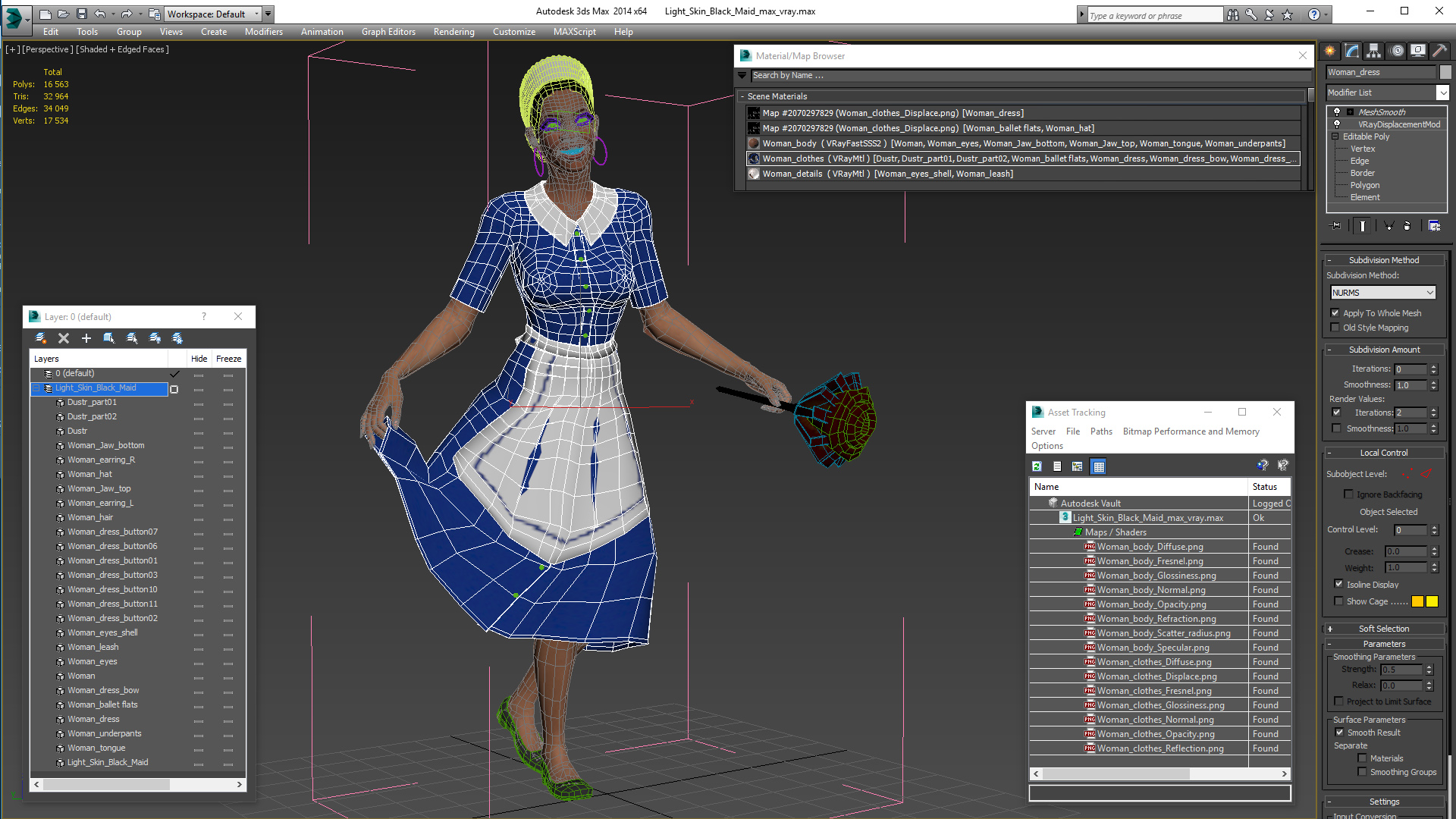 3D Light Skin Black Maid