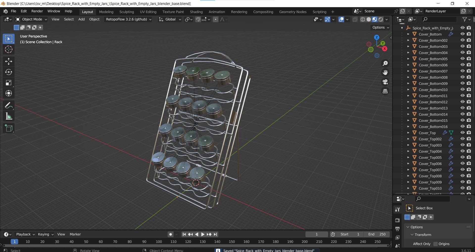 3D Spice Rack with Empty Jars