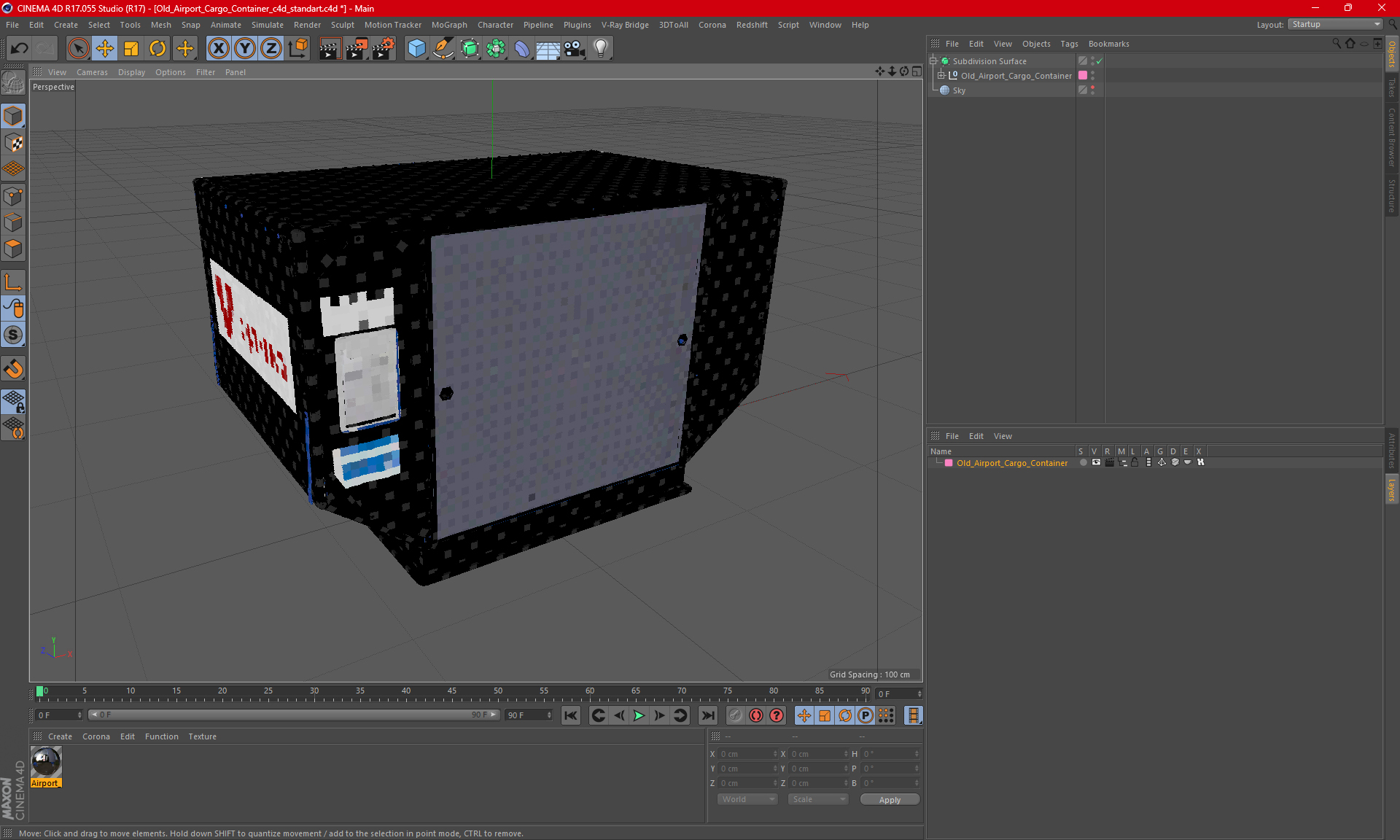 Old Airport Cargo Container 3D