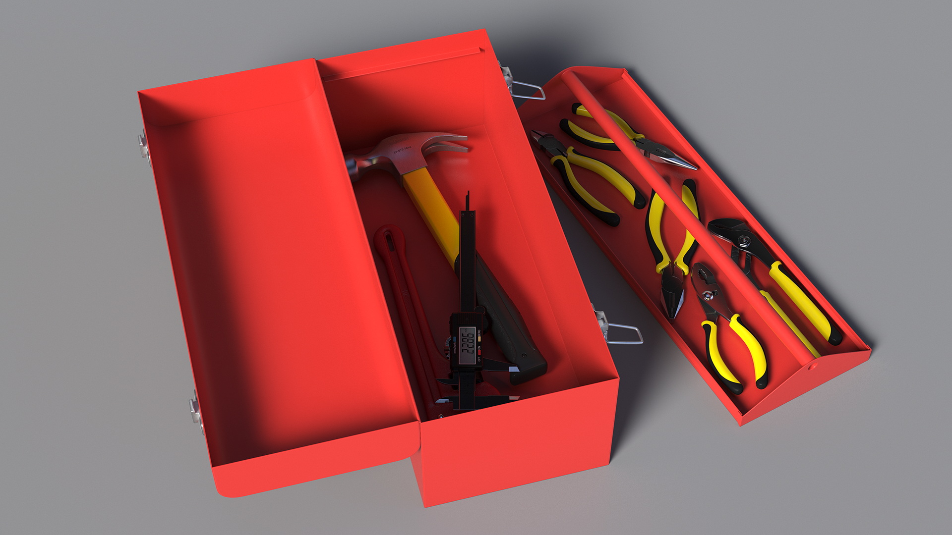 3D Heavy-duty Toolbox Red with Tools model