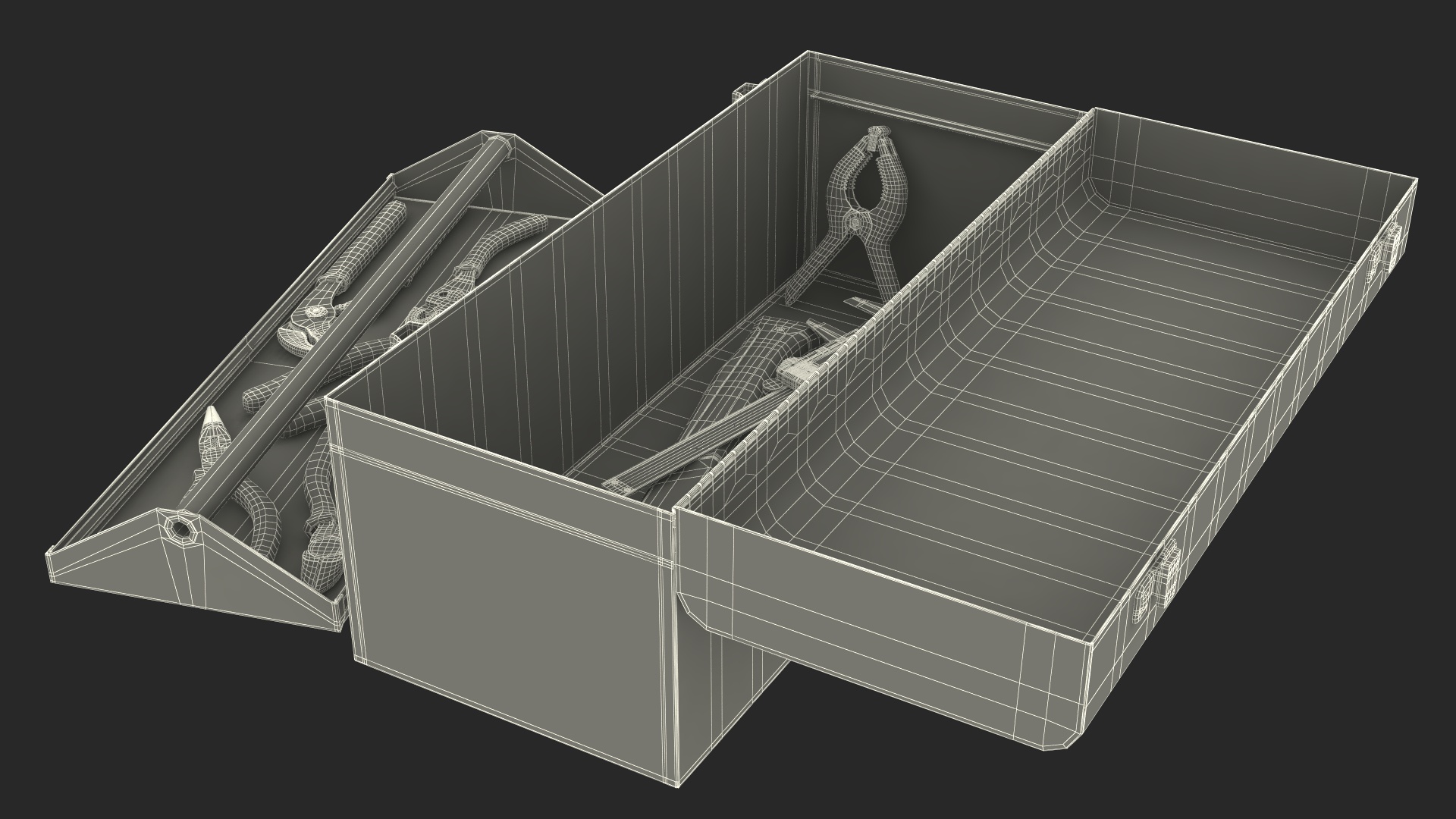 3D Heavy-duty Toolbox Red with Tools model