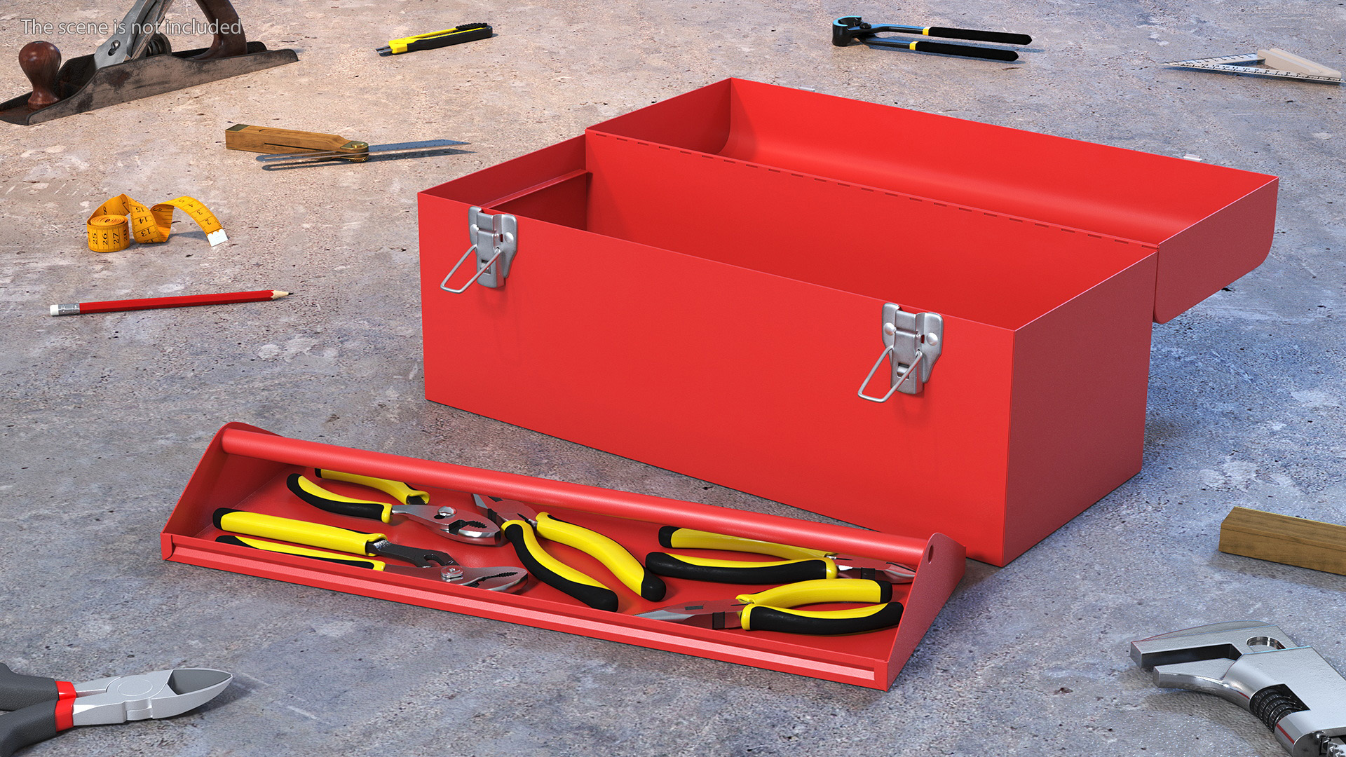 3D Heavy-duty Toolbox Red with Tools model