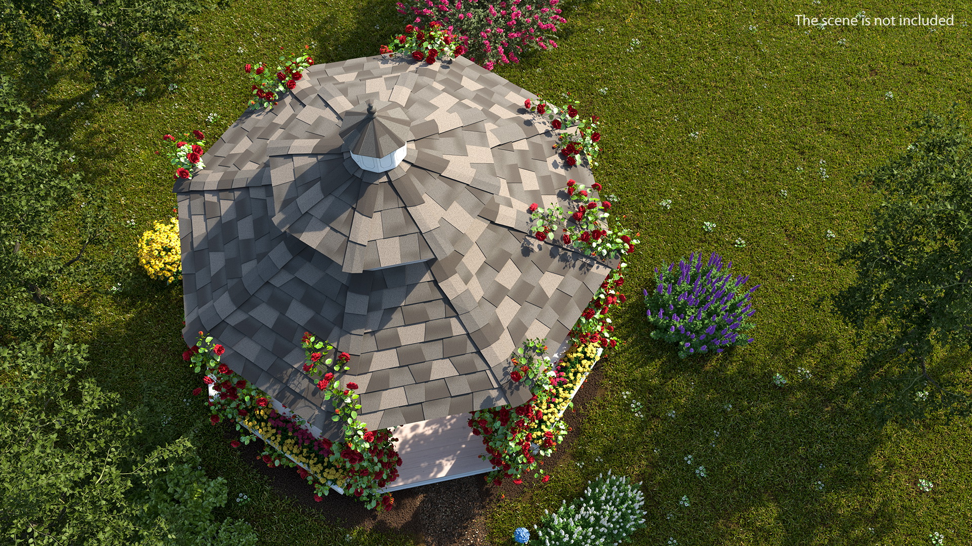 3D Gazebo Covered with Red Rose model