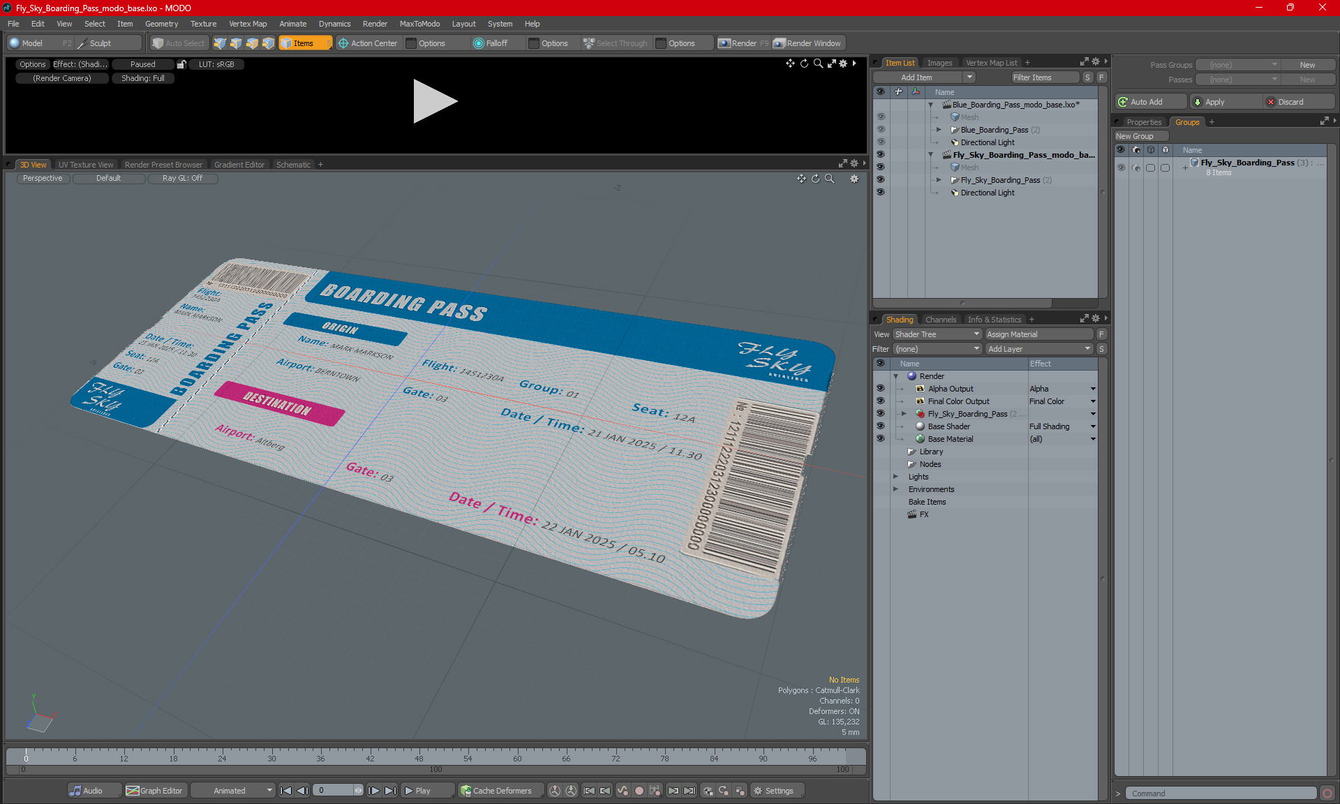 3D Fly Sky Boarding Pass