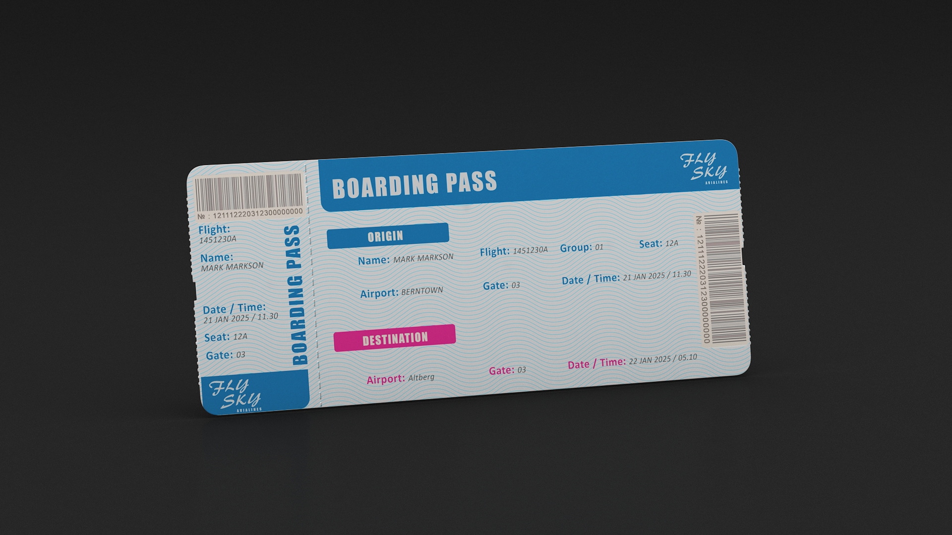 3D Fly Sky Boarding Pass