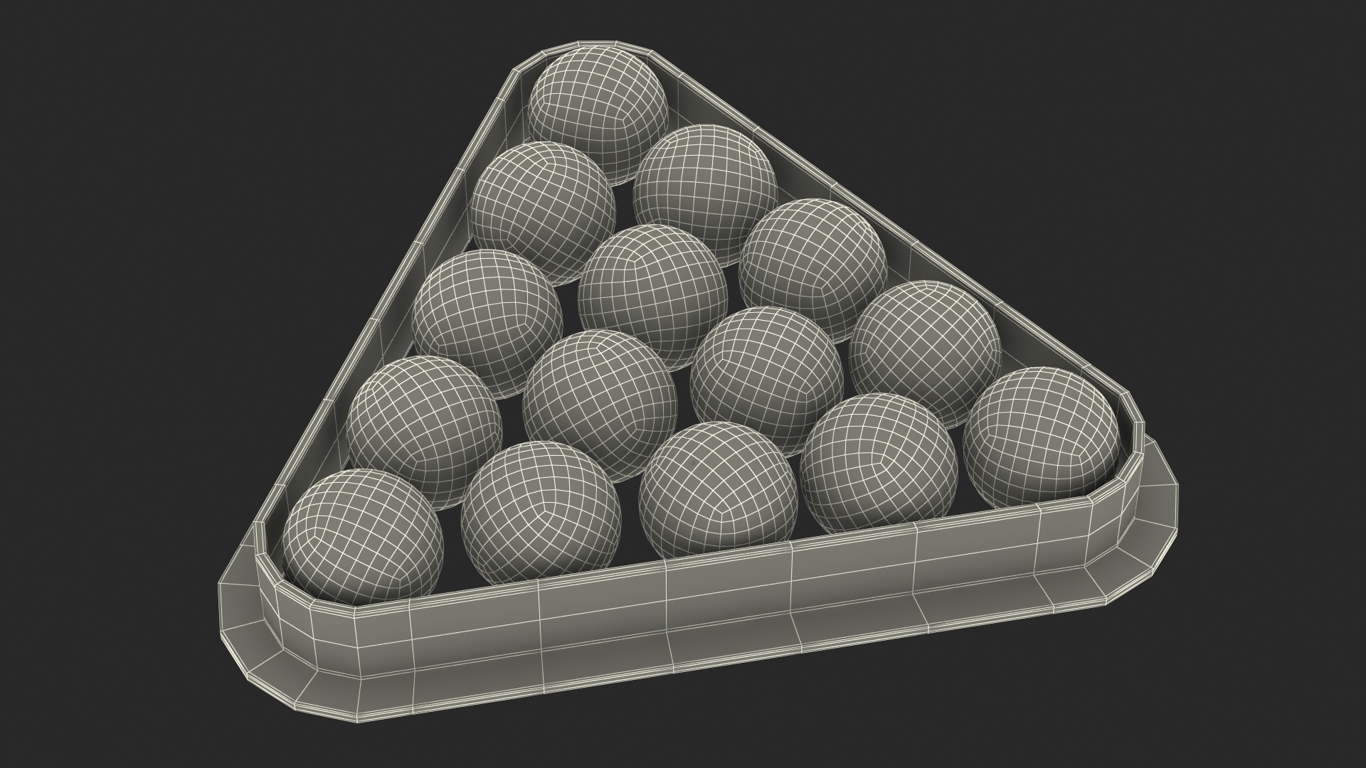 3D model Billiard Balls Set in Triangle Rack