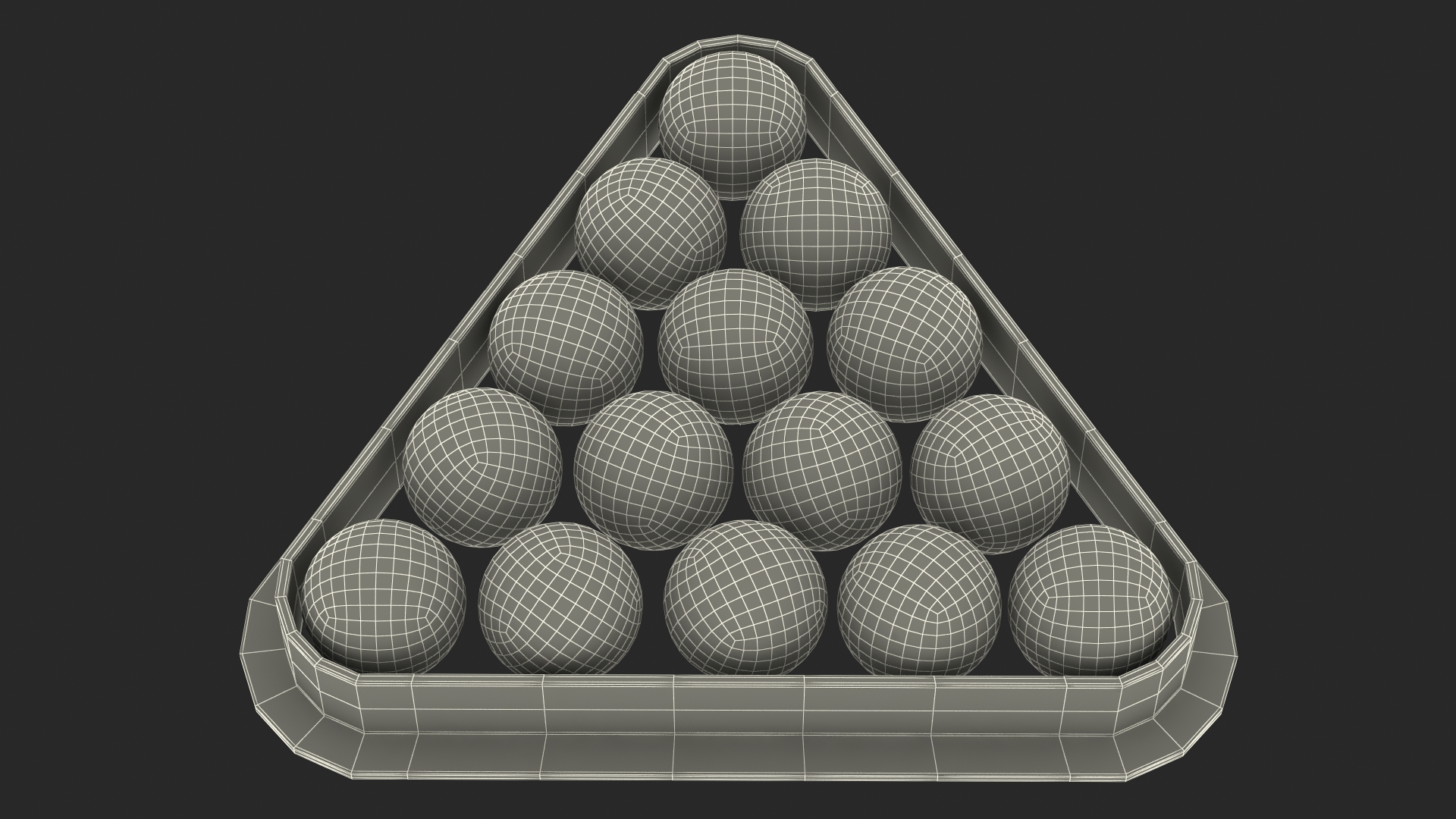3D model Billiard Balls Set in Triangle Rack