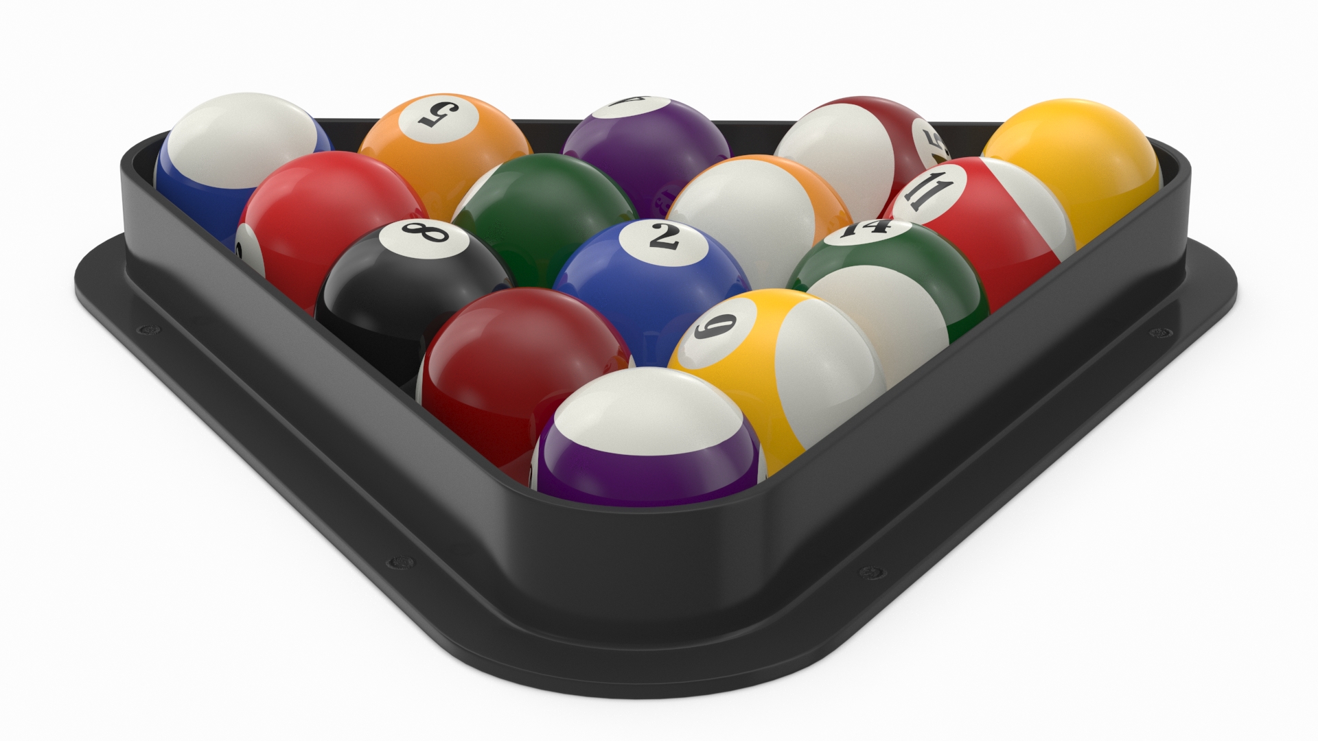 3D model Billiard Balls Set in Triangle Rack