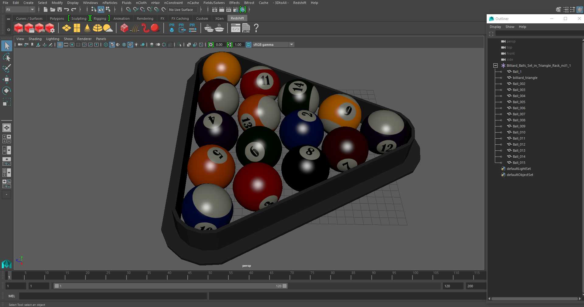 3D model Billiard Balls Set in Triangle Rack