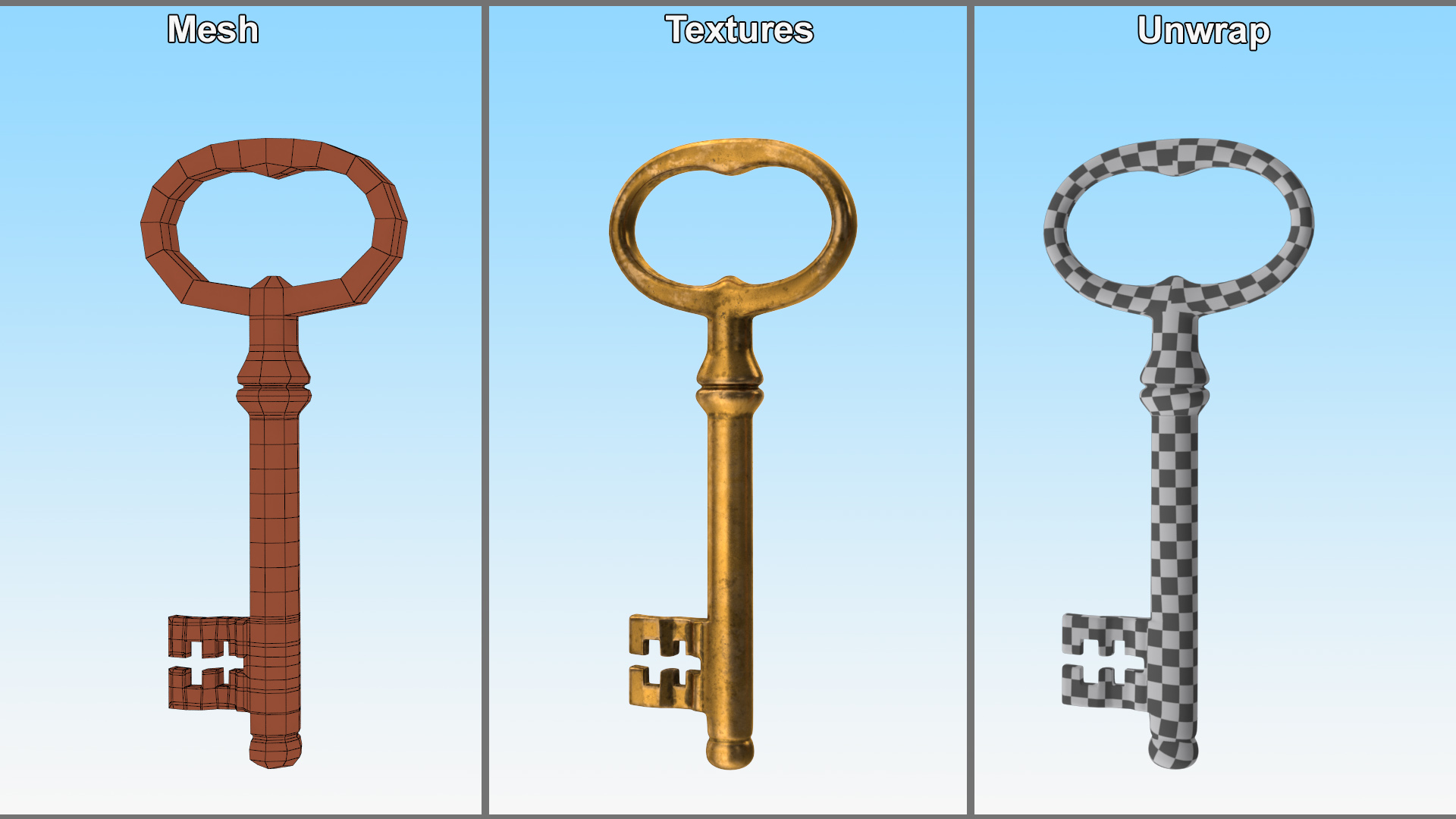 3D model Classic Skeleton Key Gold