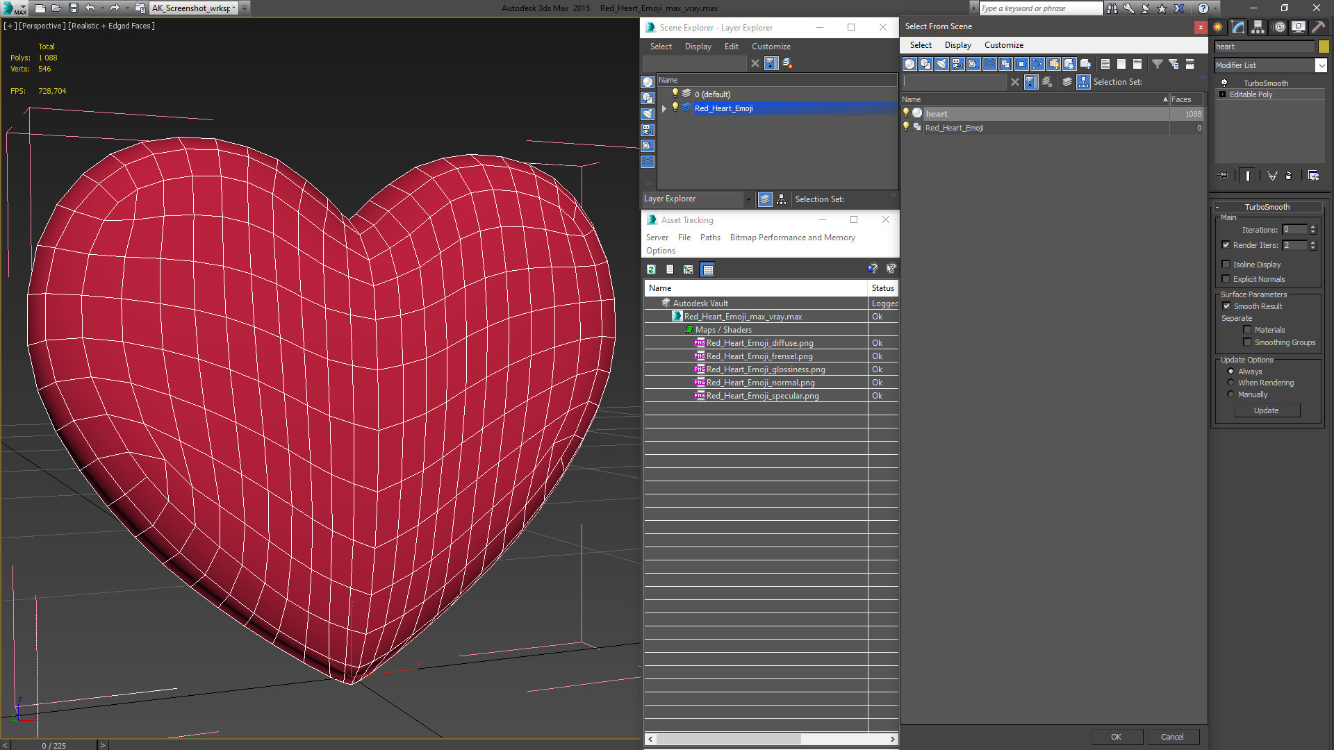 3D model Red Heart Emoji