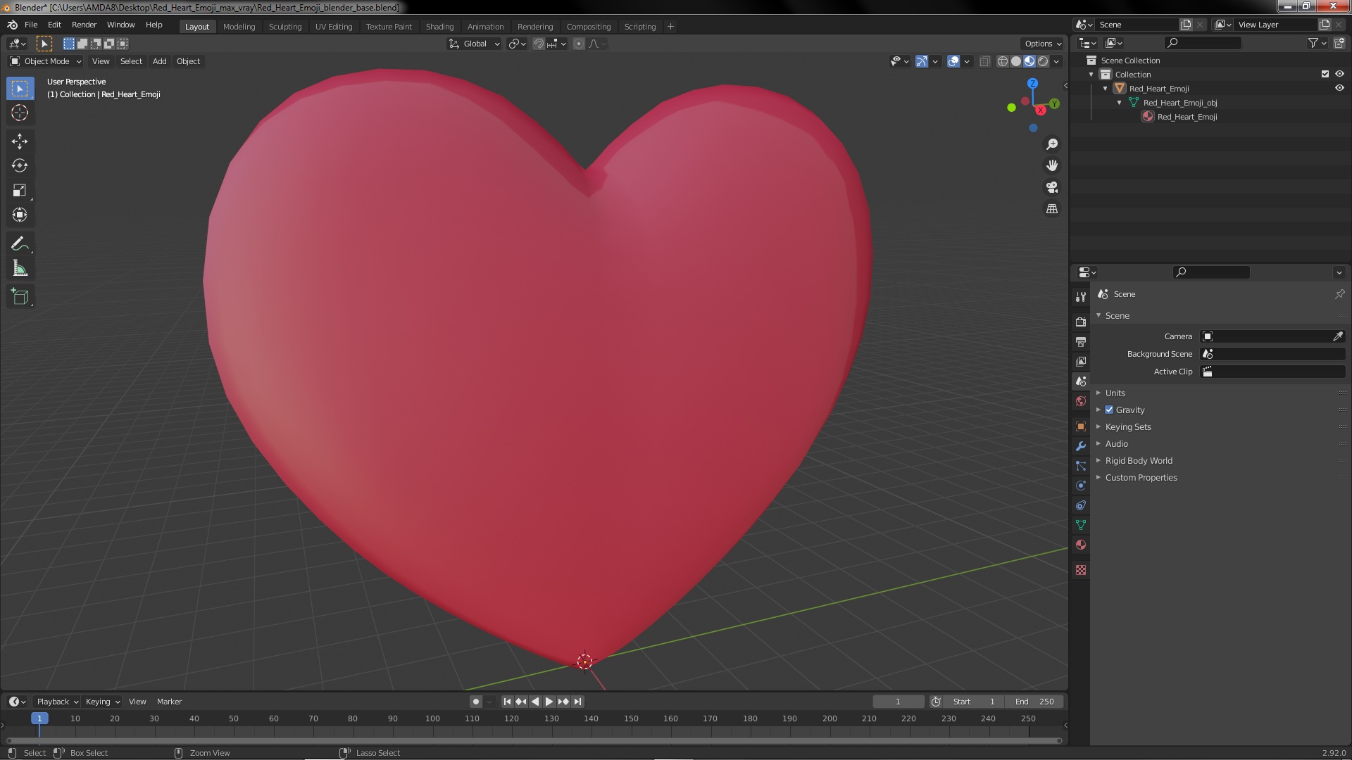 3D model Red Heart Emoji