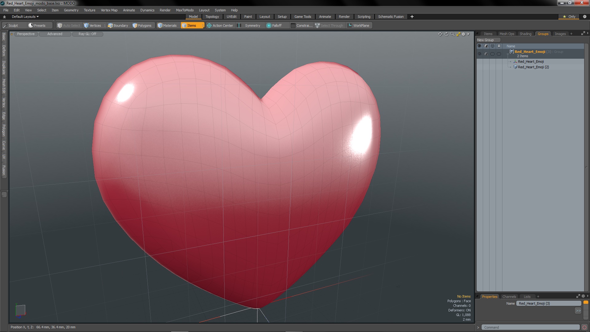 3D model Red Heart Emoji