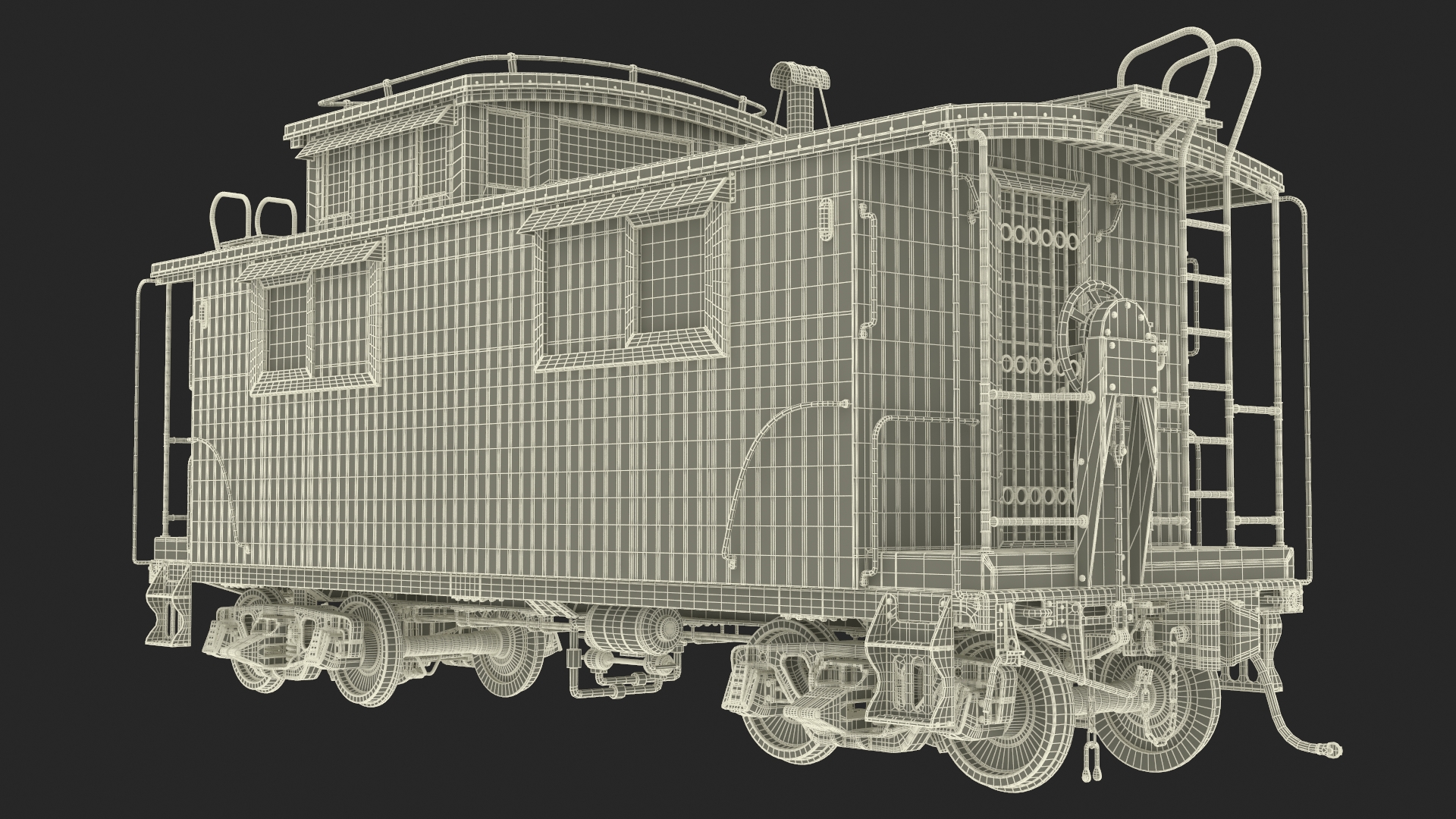 Steam Engine with Freight Cars and Caboose 3D