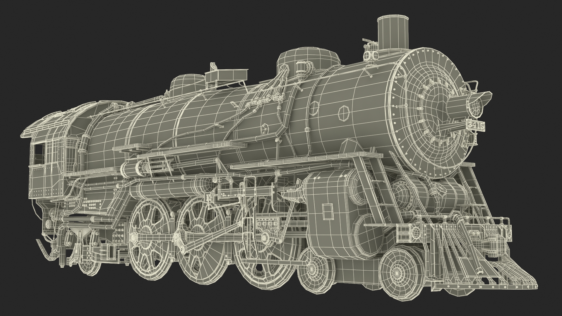 Steam Engine with Freight Cars and Caboose 3D