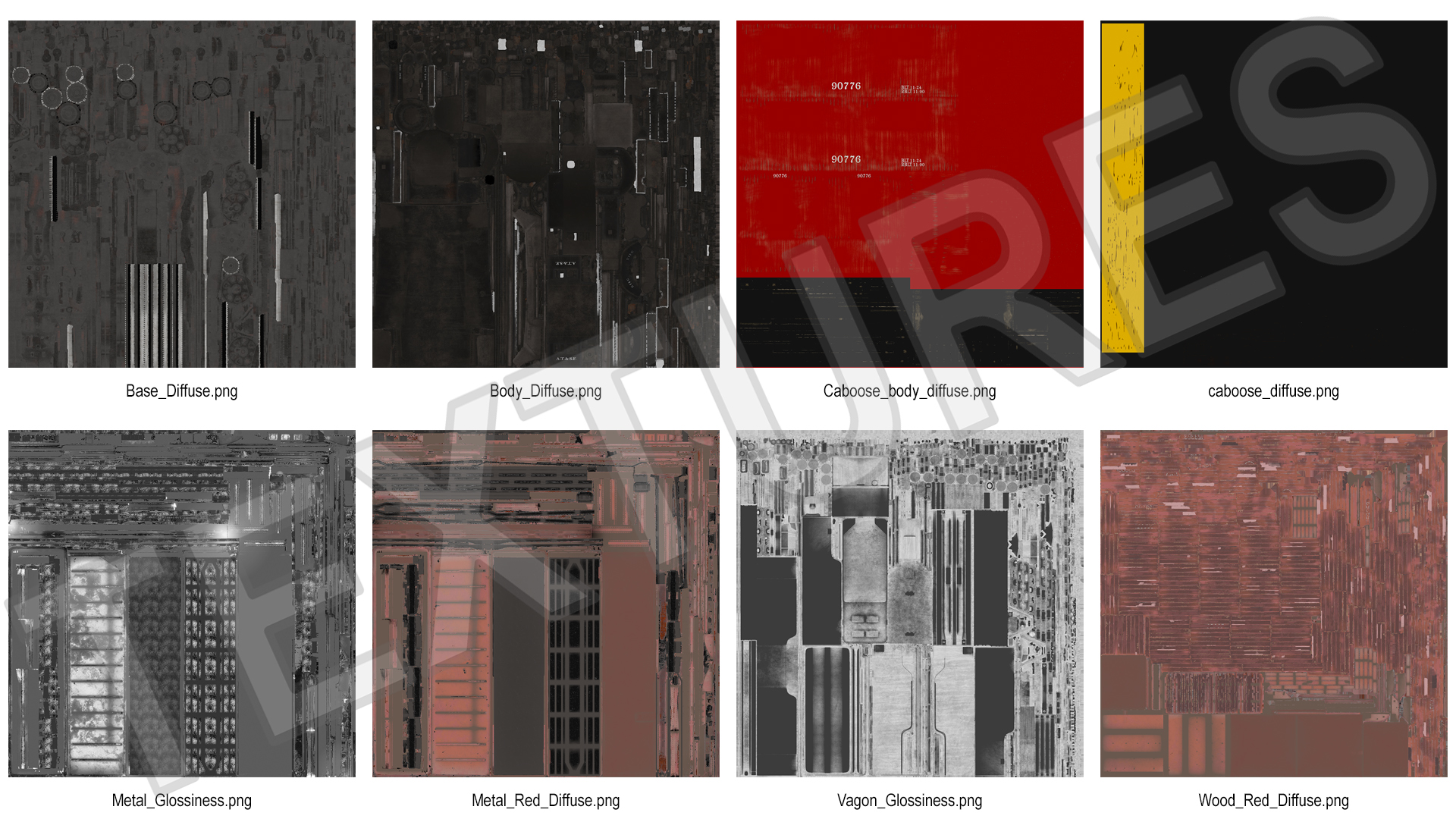 Steam Engine with Freight Cars and Caboose 3D