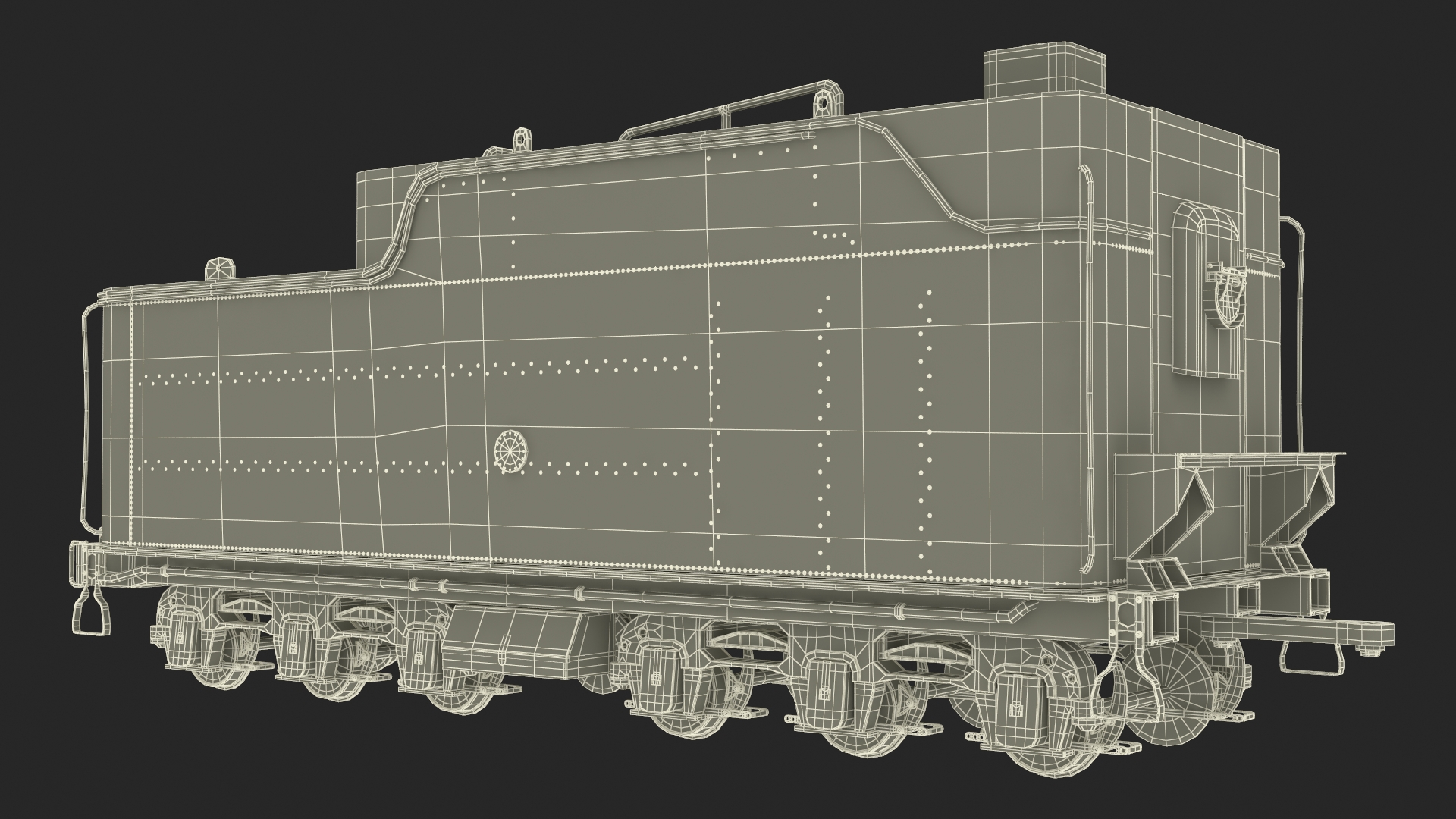 Steam Engine with Freight Cars and Caboose 3D