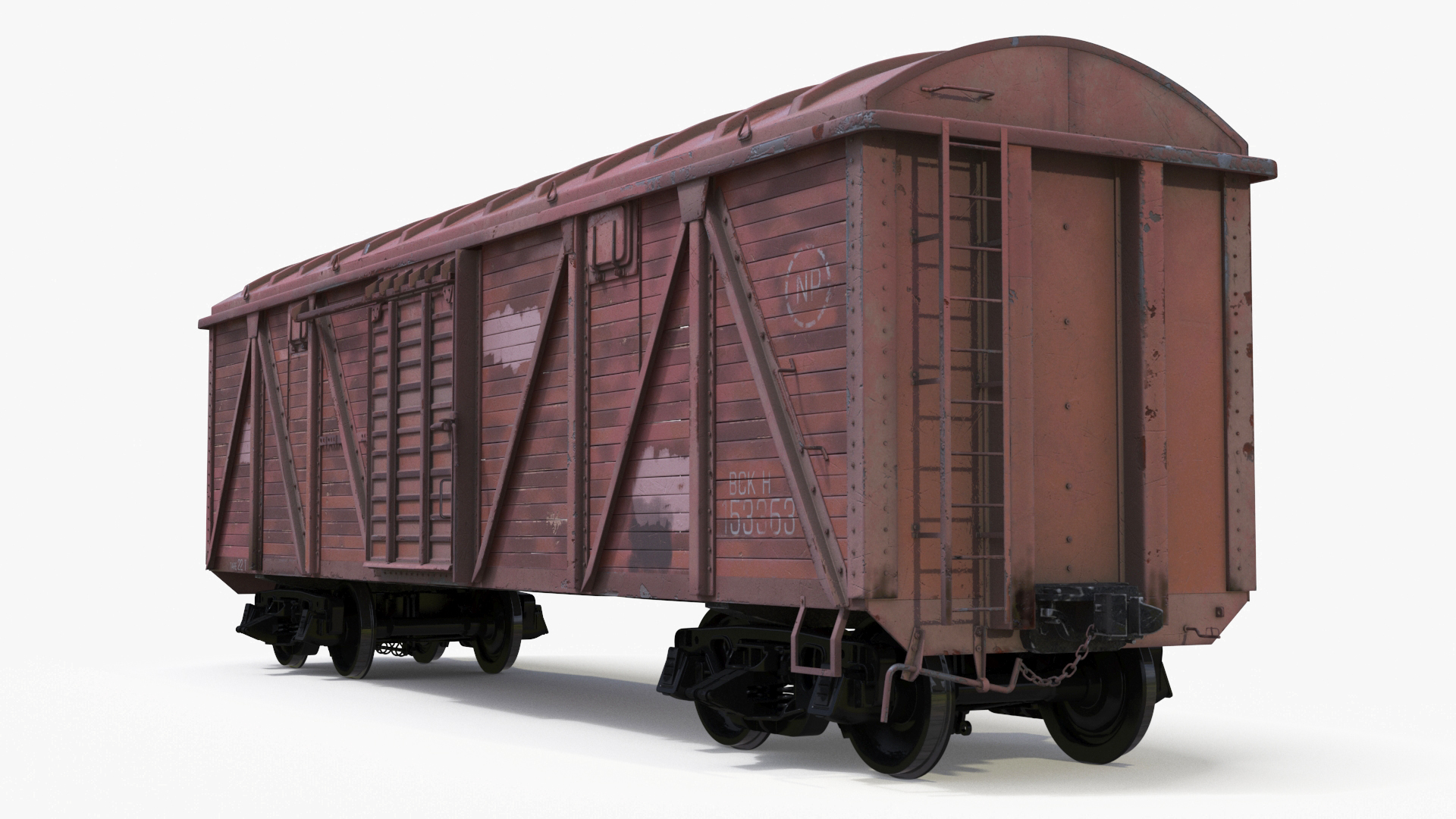 Steam Engine with Freight Cars and Caboose 3D