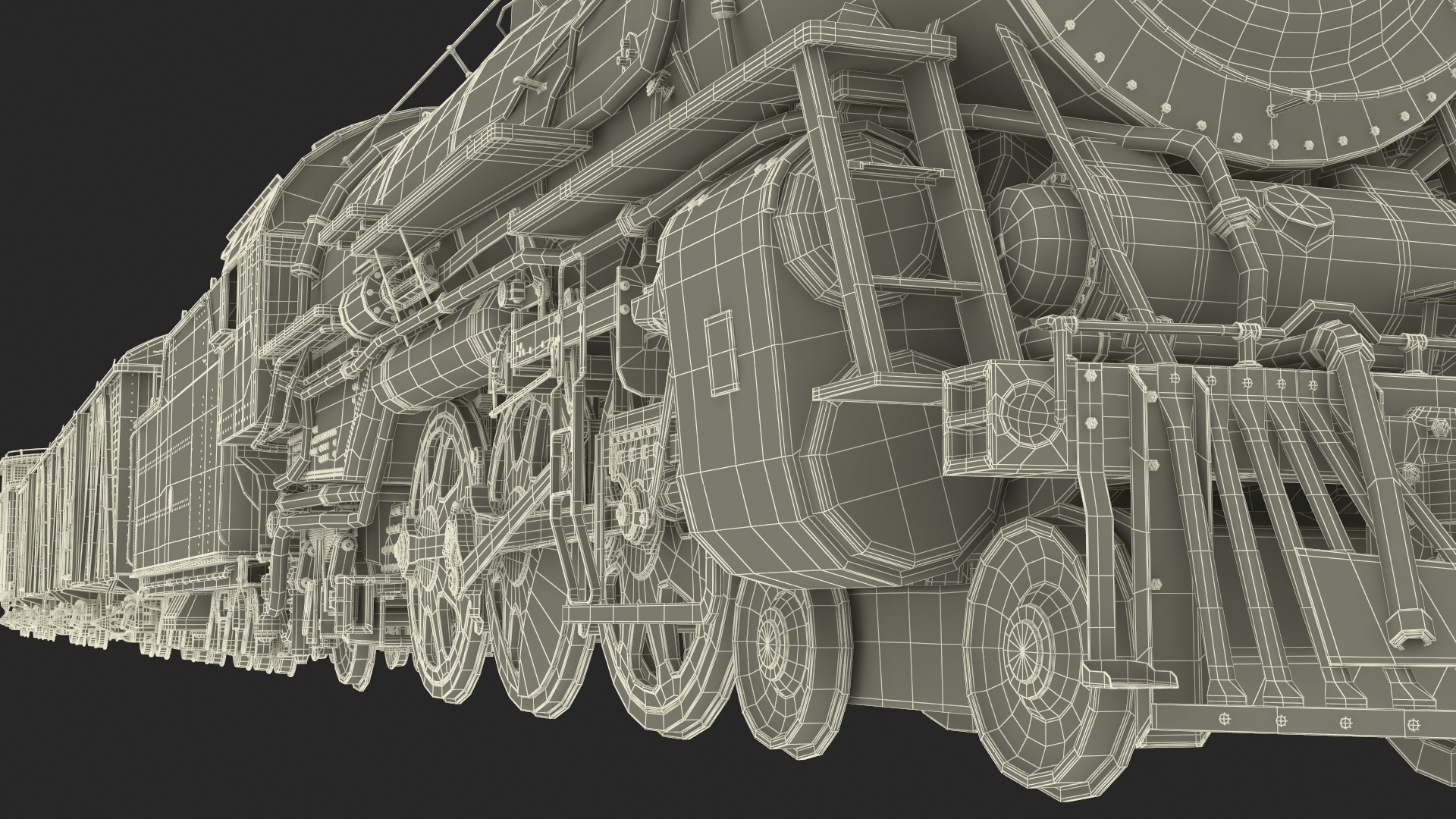 Steam Engine with Freight Cars and Caboose 3D