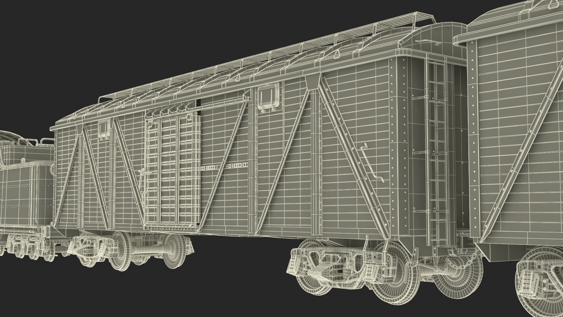 Steam Engine with Freight Cars and Caboose 3D