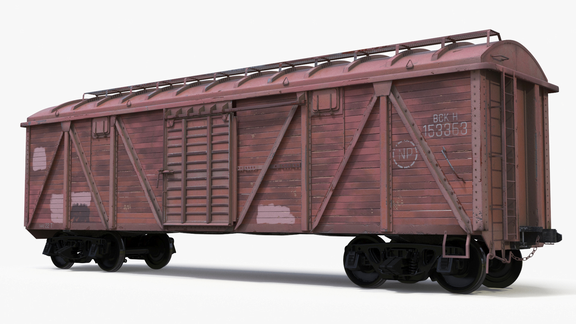 Steam Engine with Freight Cars and Caboose 3D