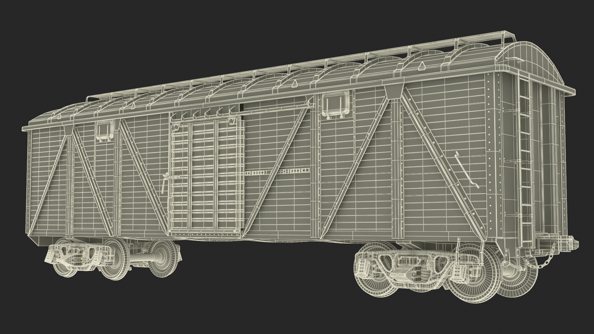 Steam Engine with Freight Cars and Caboose 3D