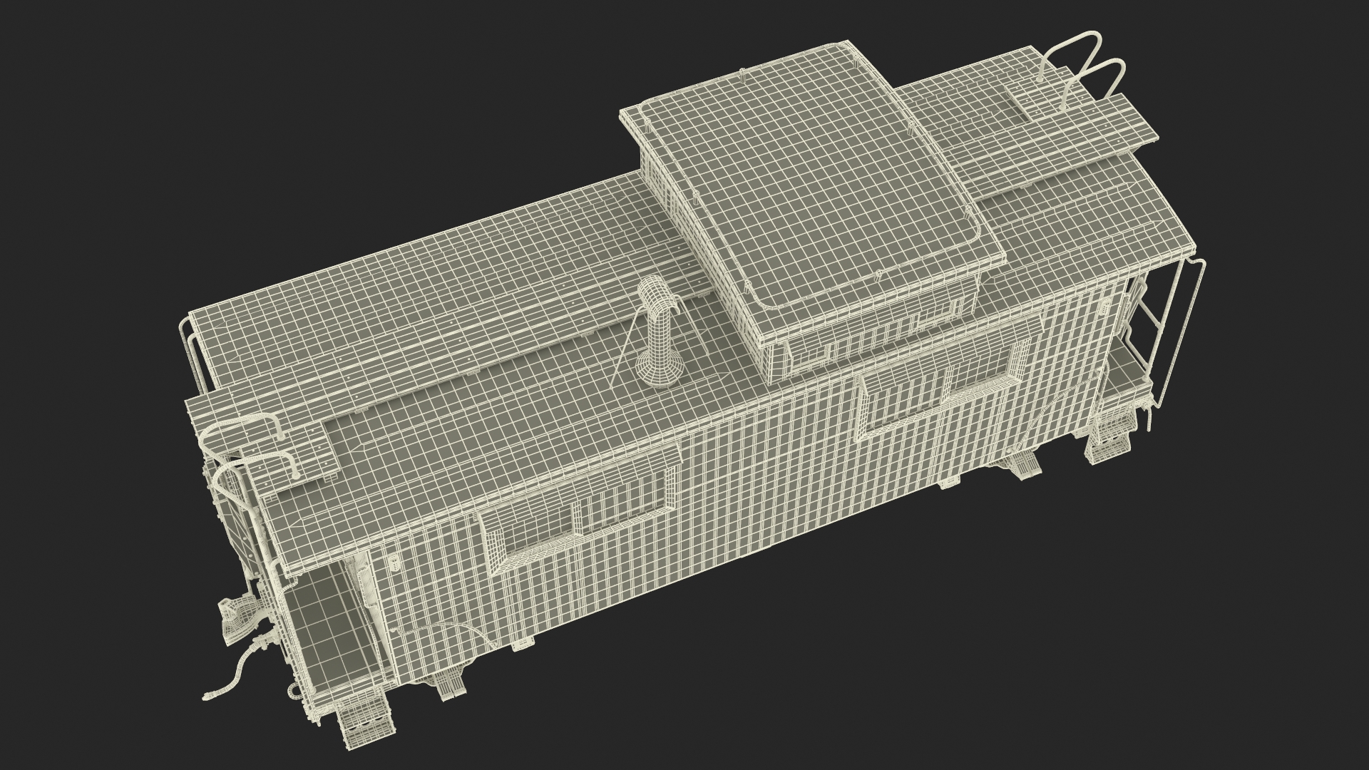 Steam Engine with Freight Cars and Caboose 3D