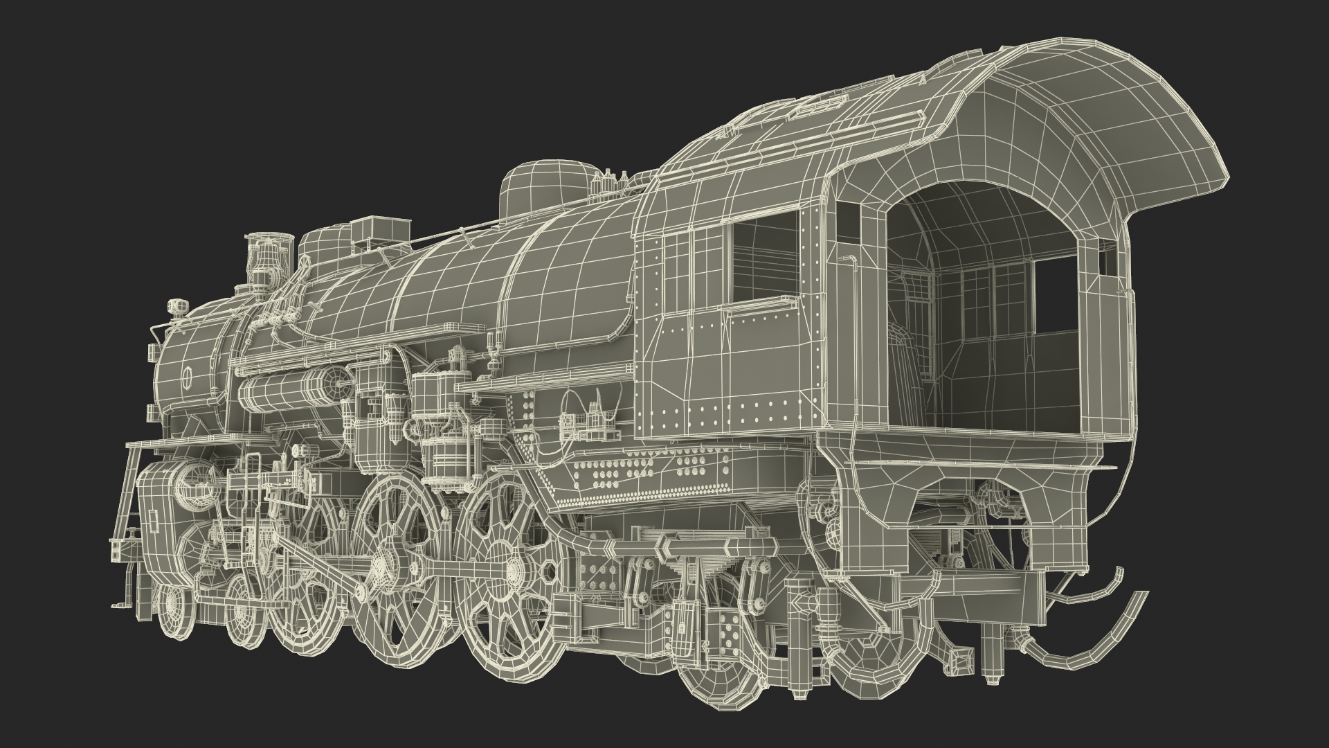 Steam Engine with Freight Cars and Caboose 3D