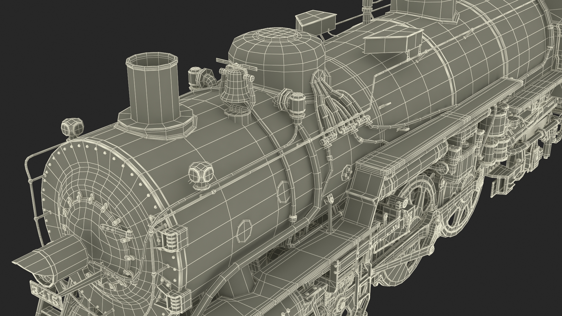 Steam Engine with Freight Cars and Caboose 3D
