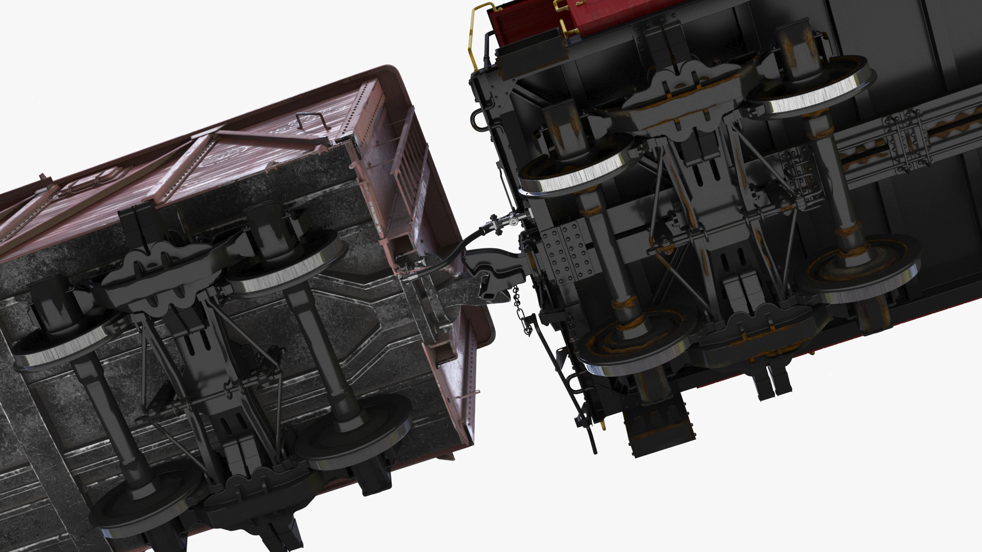 Steam Engine with Freight Cars and Caboose 3D