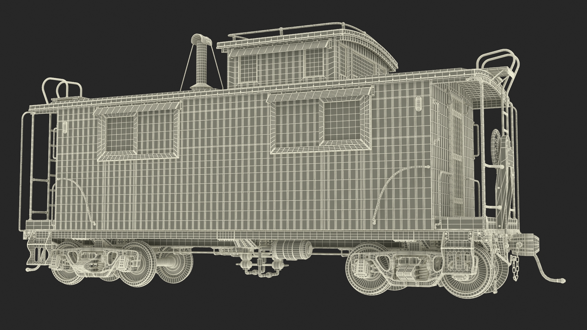 Steam Engine with Freight Cars and Caboose 3D