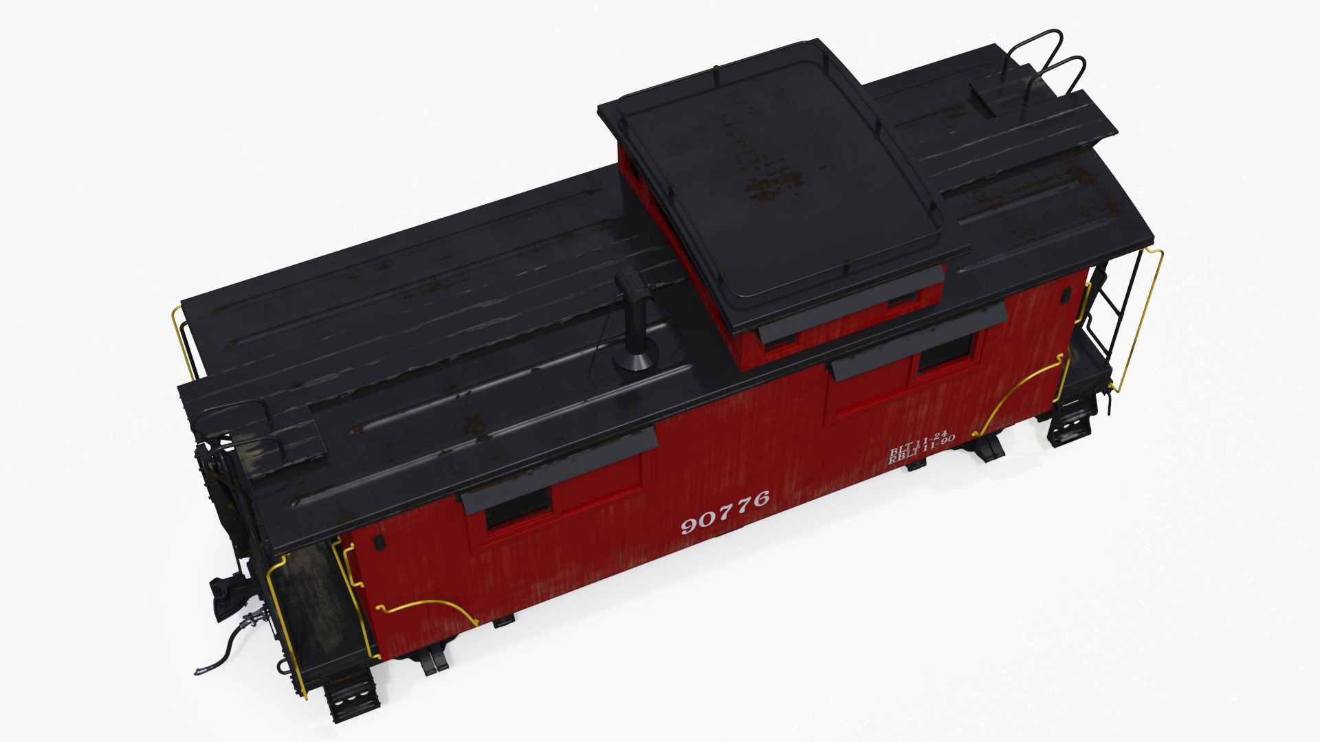 Steam Engine with Freight Cars and Caboose 3D