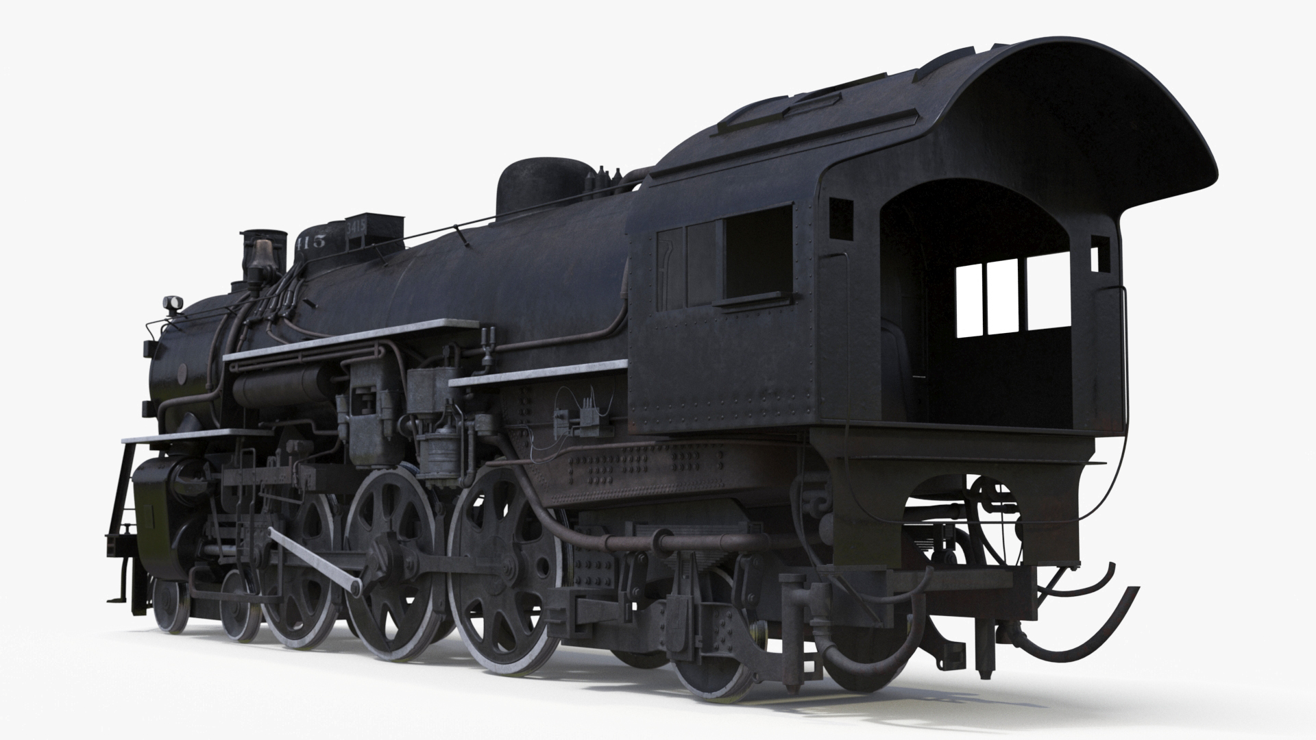 Steam Engine with Freight Cars and Caboose 3D