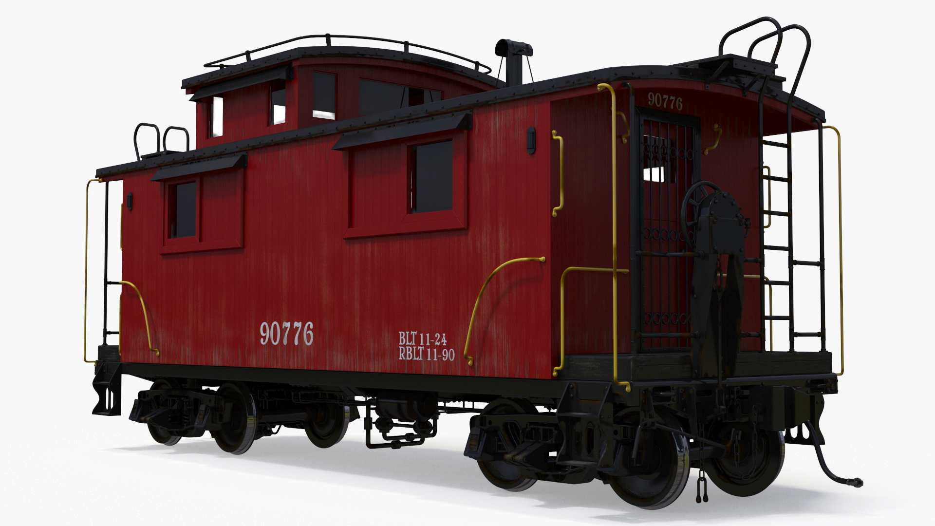 Steam Engine with Freight Cars and Caboose 3D
