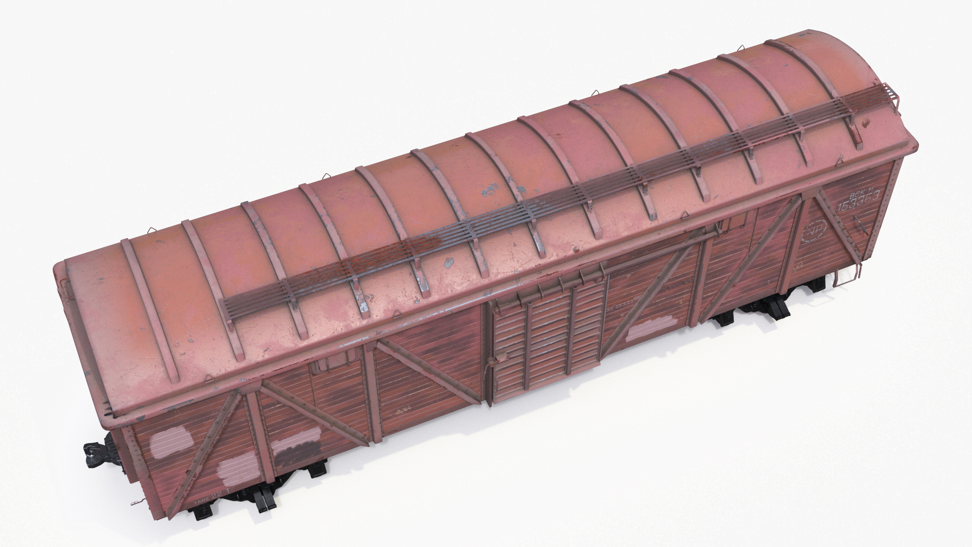 Steam Engine with Freight Cars and Caboose 3D
