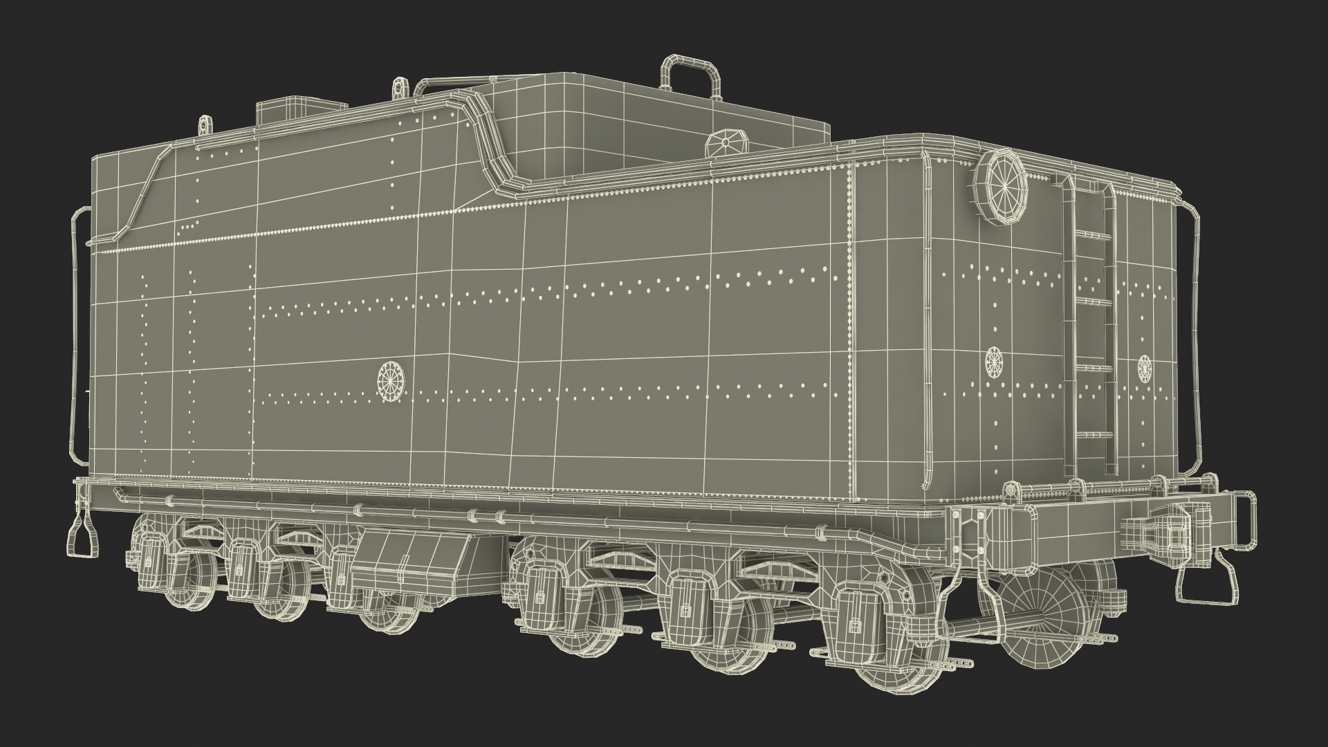 Steam Engine with Freight Cars and Caboose 3D