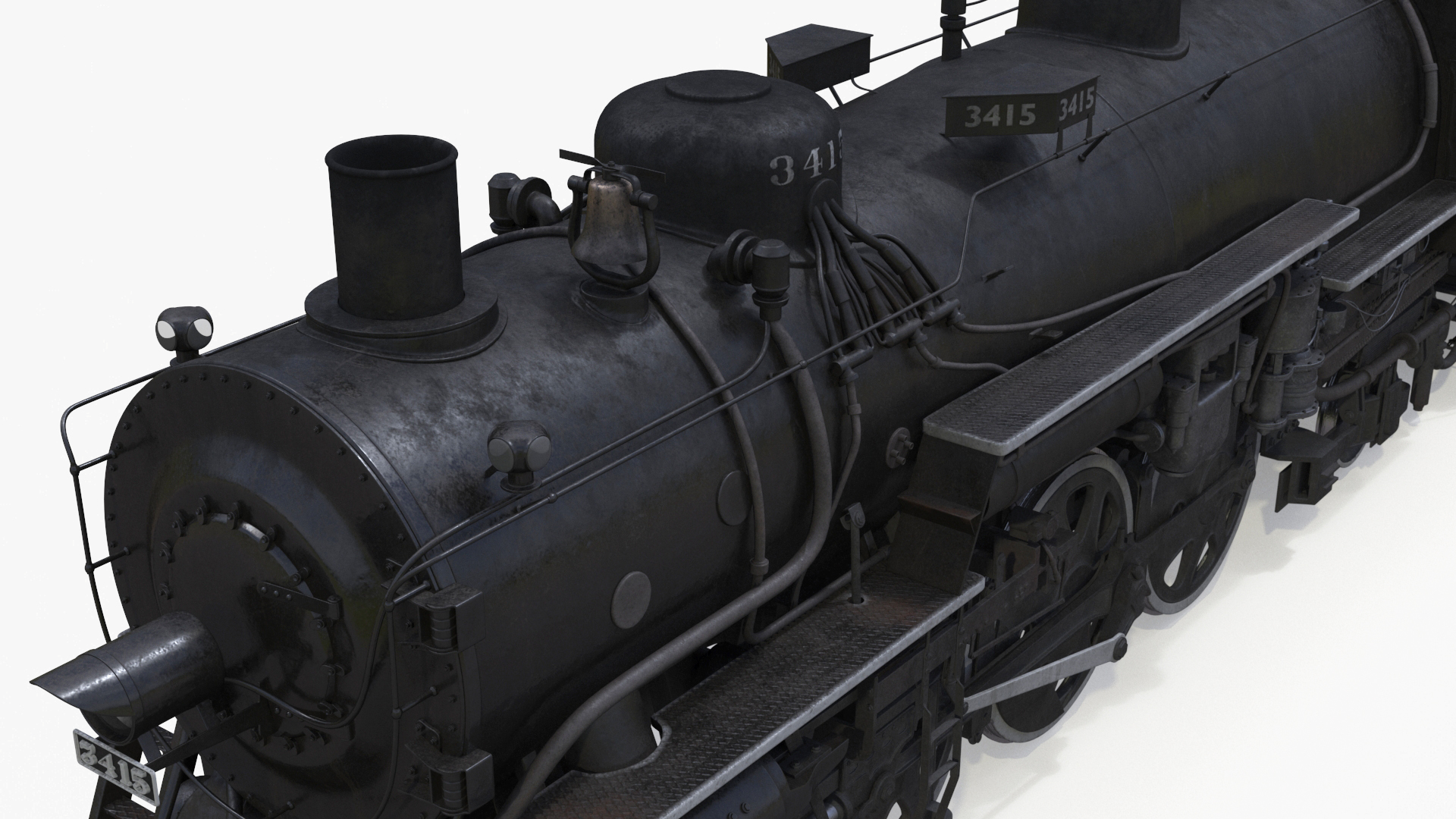 Steam Engine with Freight Cars and Caboose 3D