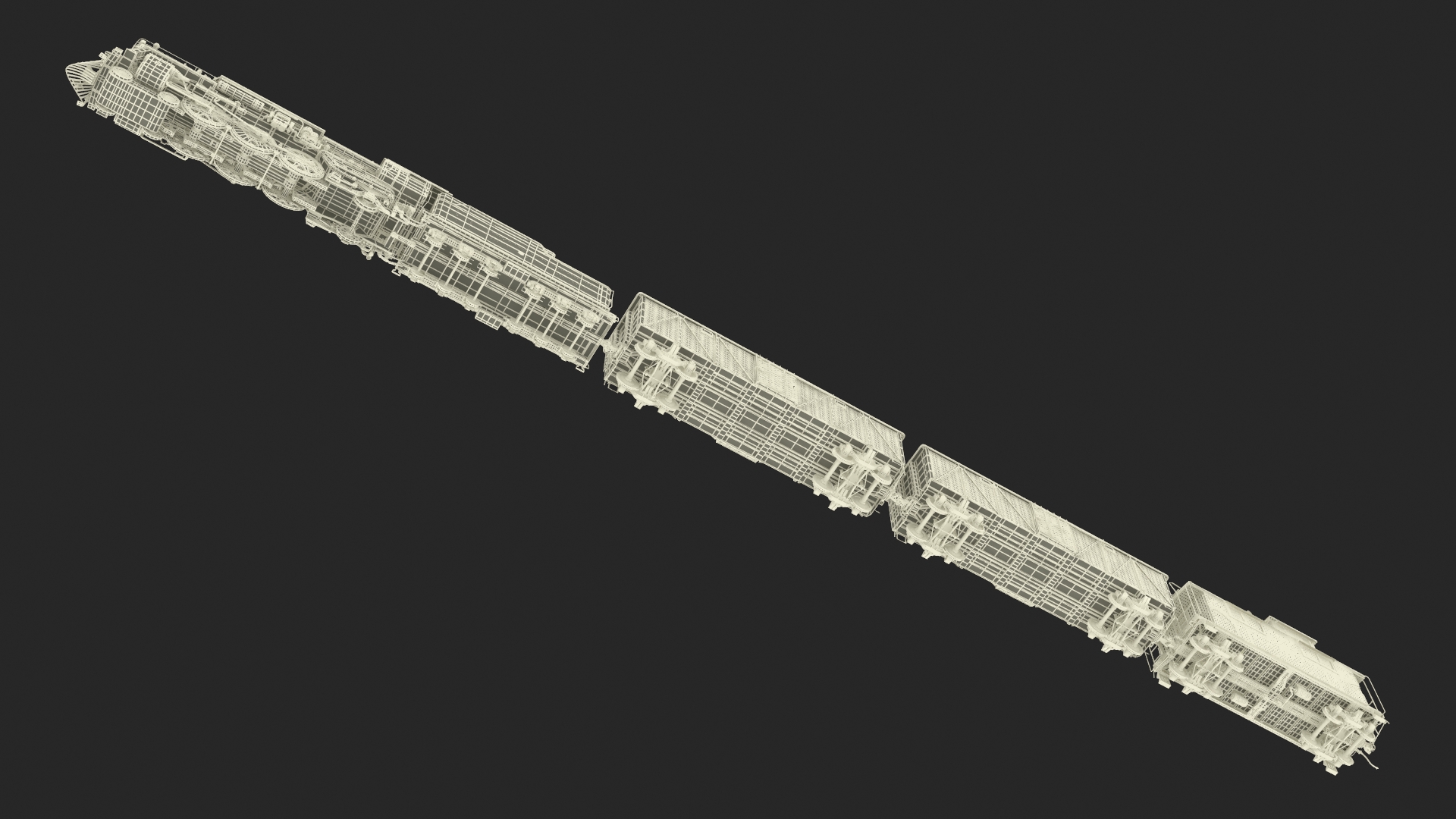 Steam Engine with Freight Cars and Caboose 3D