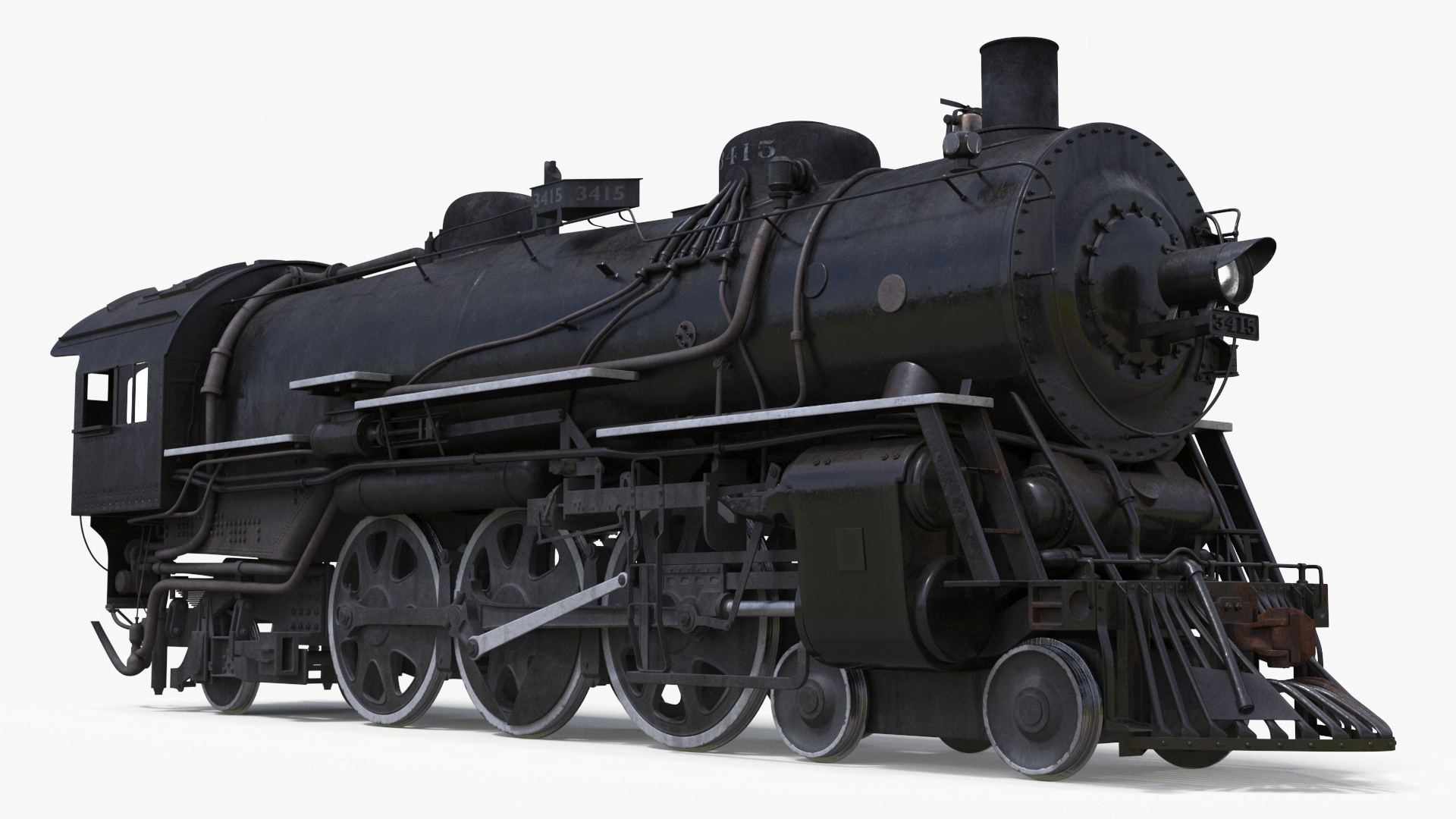 Steam Engine with Freight Cars and Caboose 3D