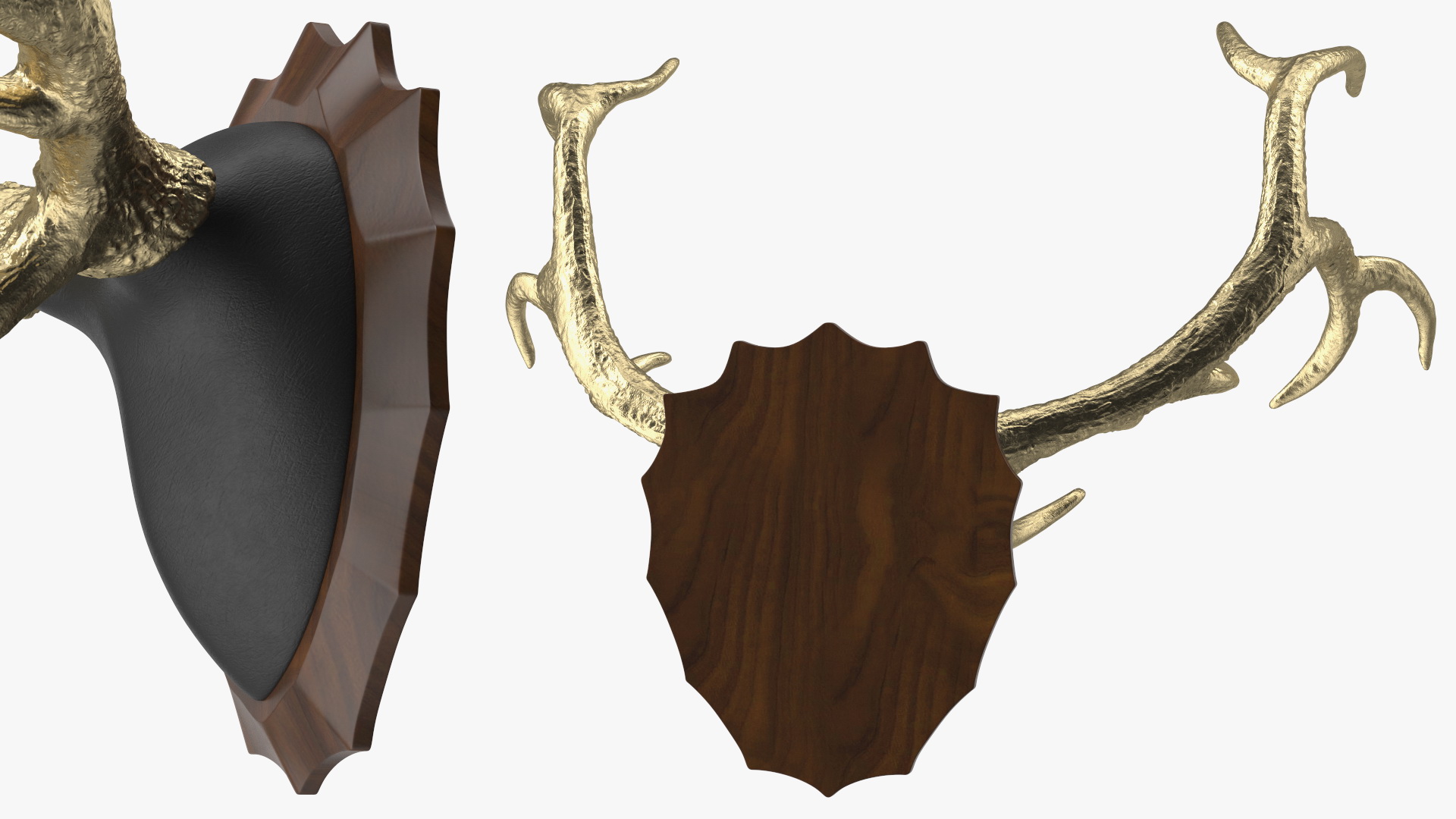 3D model Stag Antlers on a Wall Mount Gold Plated