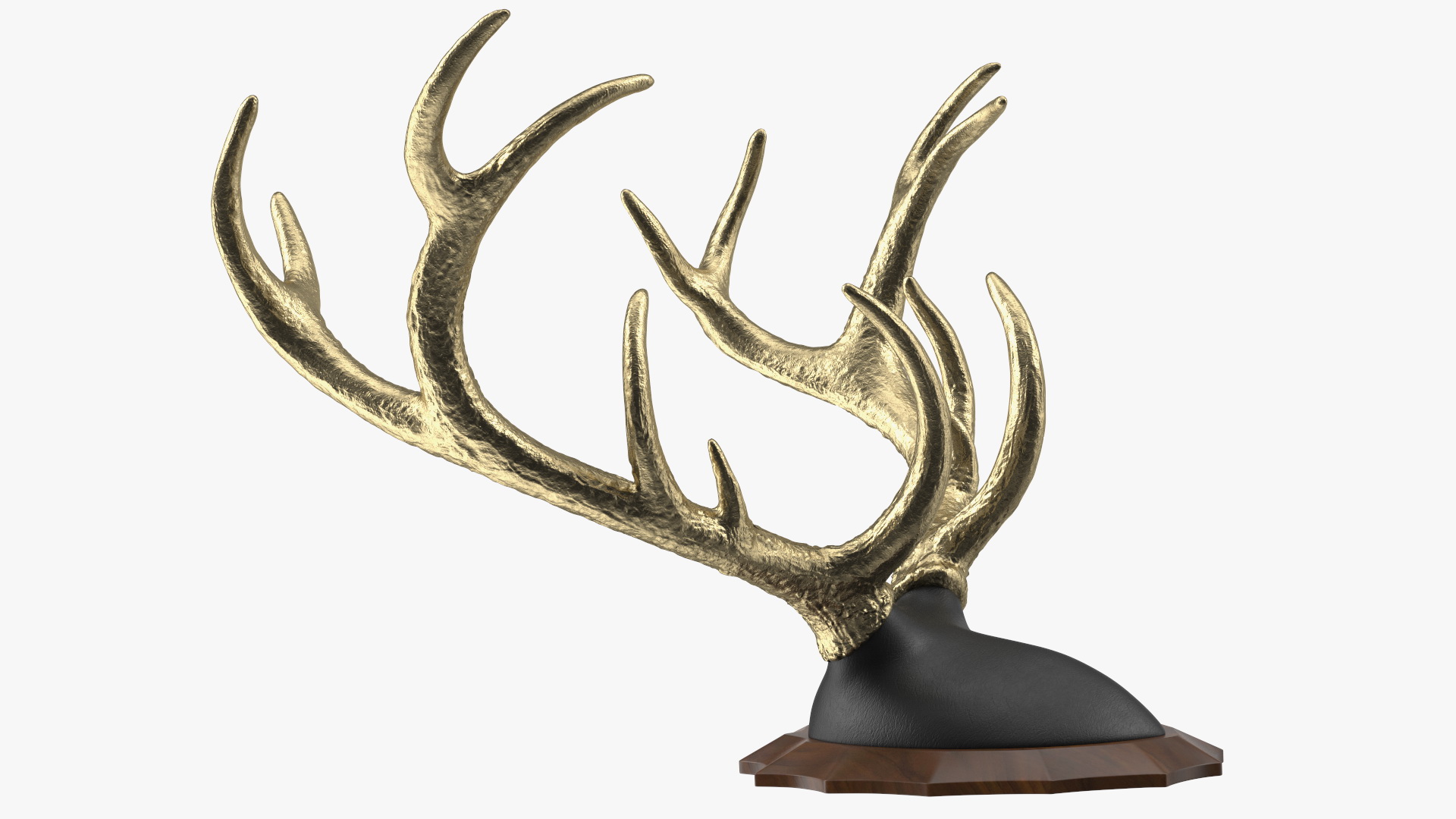 3D model Stag Antlers on a Wall Mount Gold Plated
