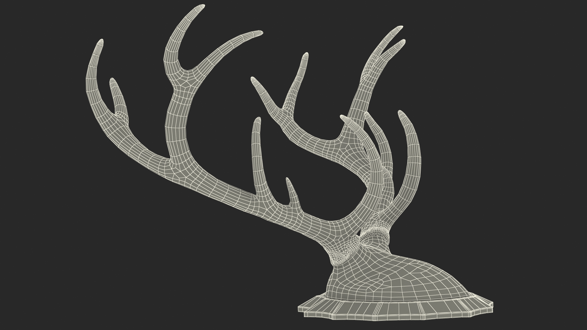 3D model Stag Antlers on a Wall Mount Gold Plated