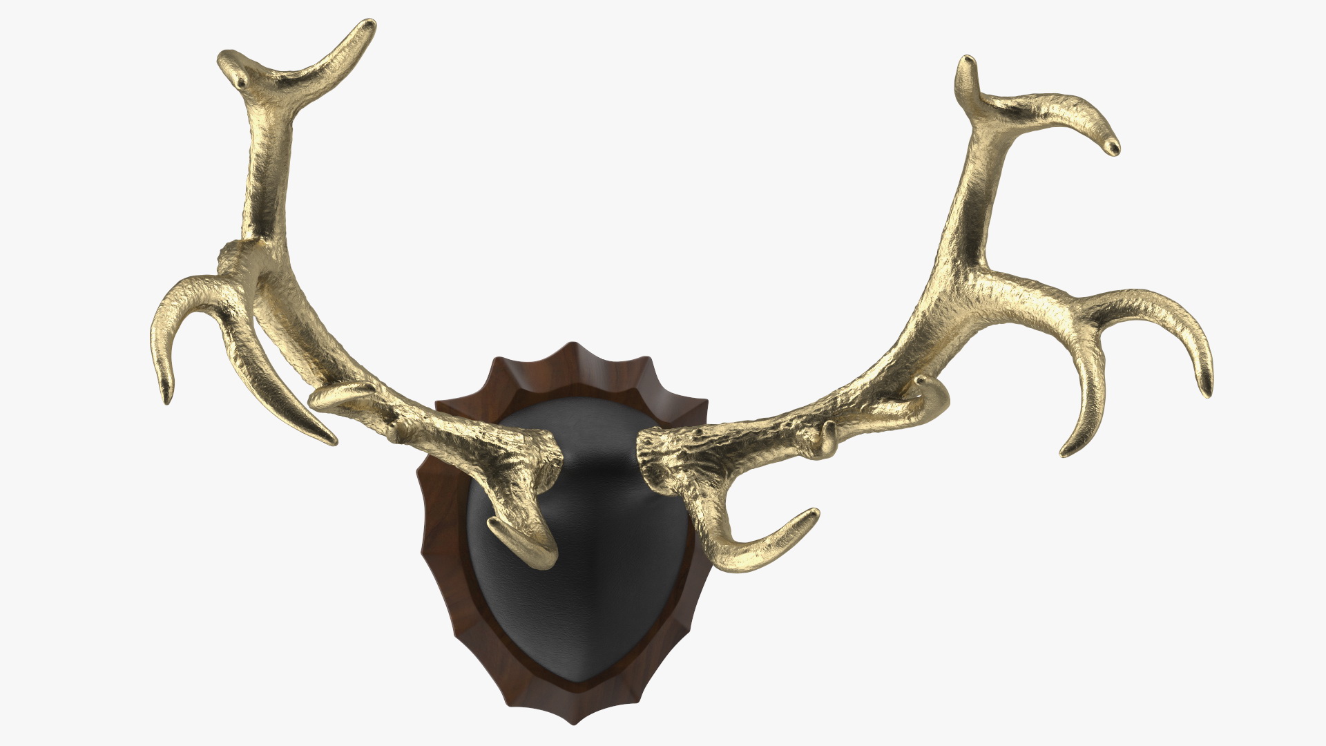 3D model Stag Antlers on a Wall Mount Gold Plated