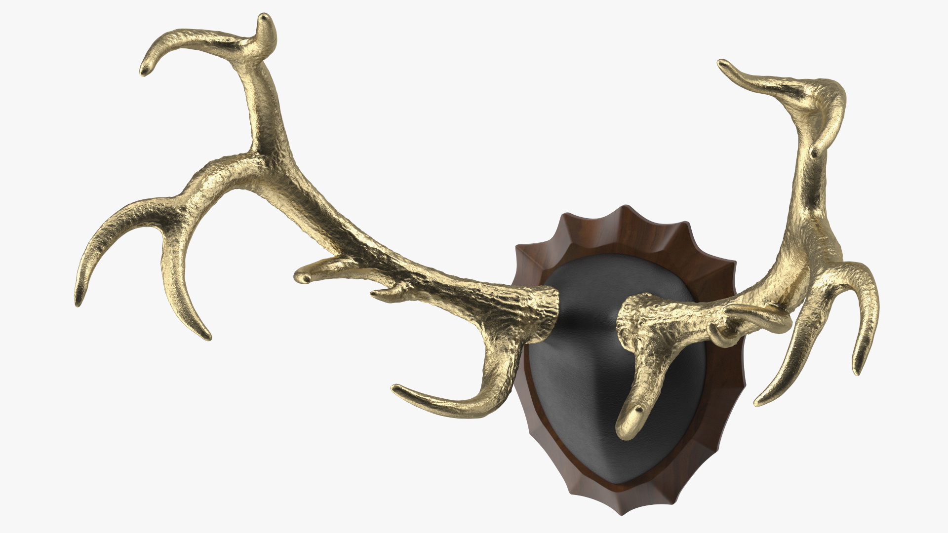 3D model Stag Antlers on a Wall Mount Gold Plated